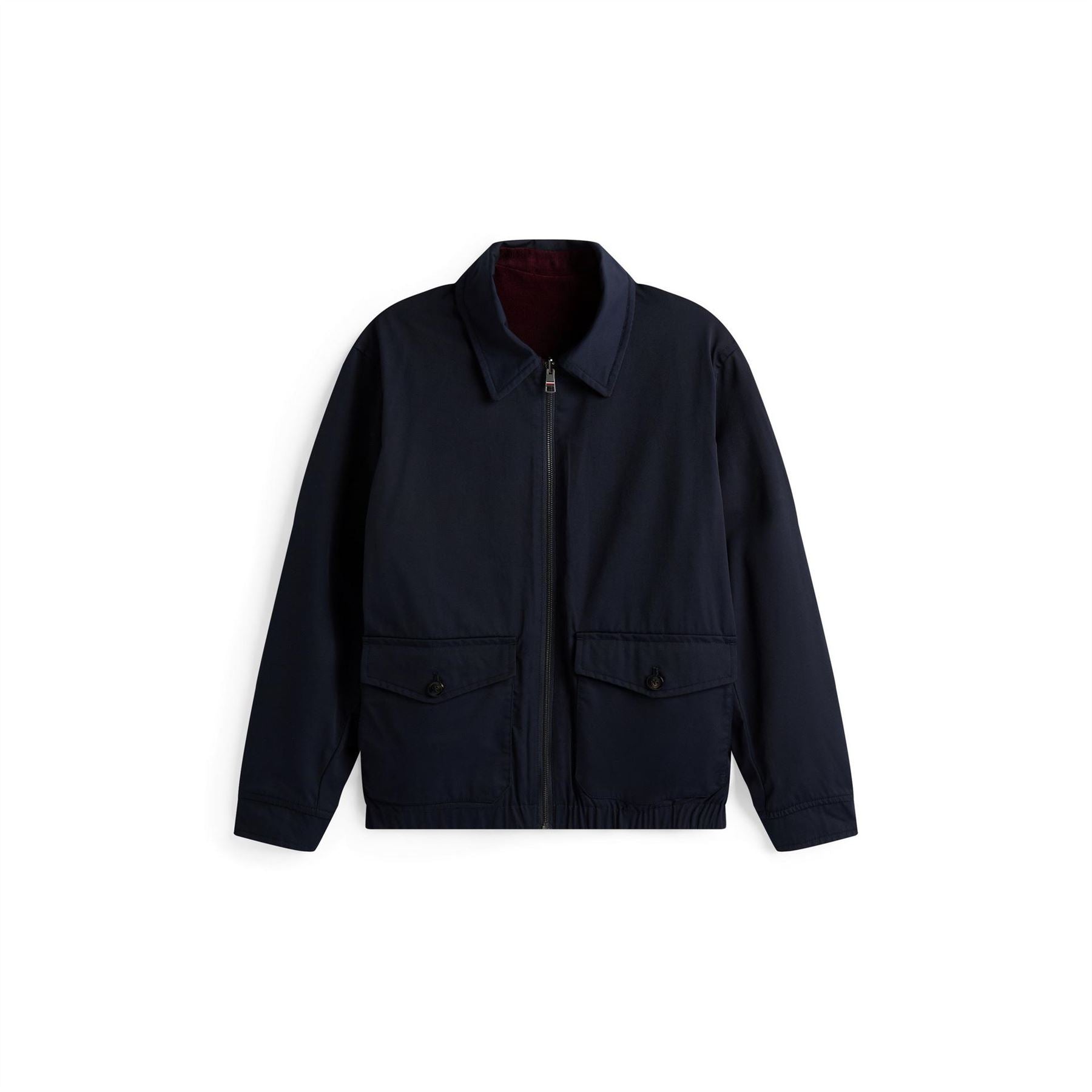 Tommy Hilfiger Reversible Solid Patterned Harrington Jacket with Front Pocket