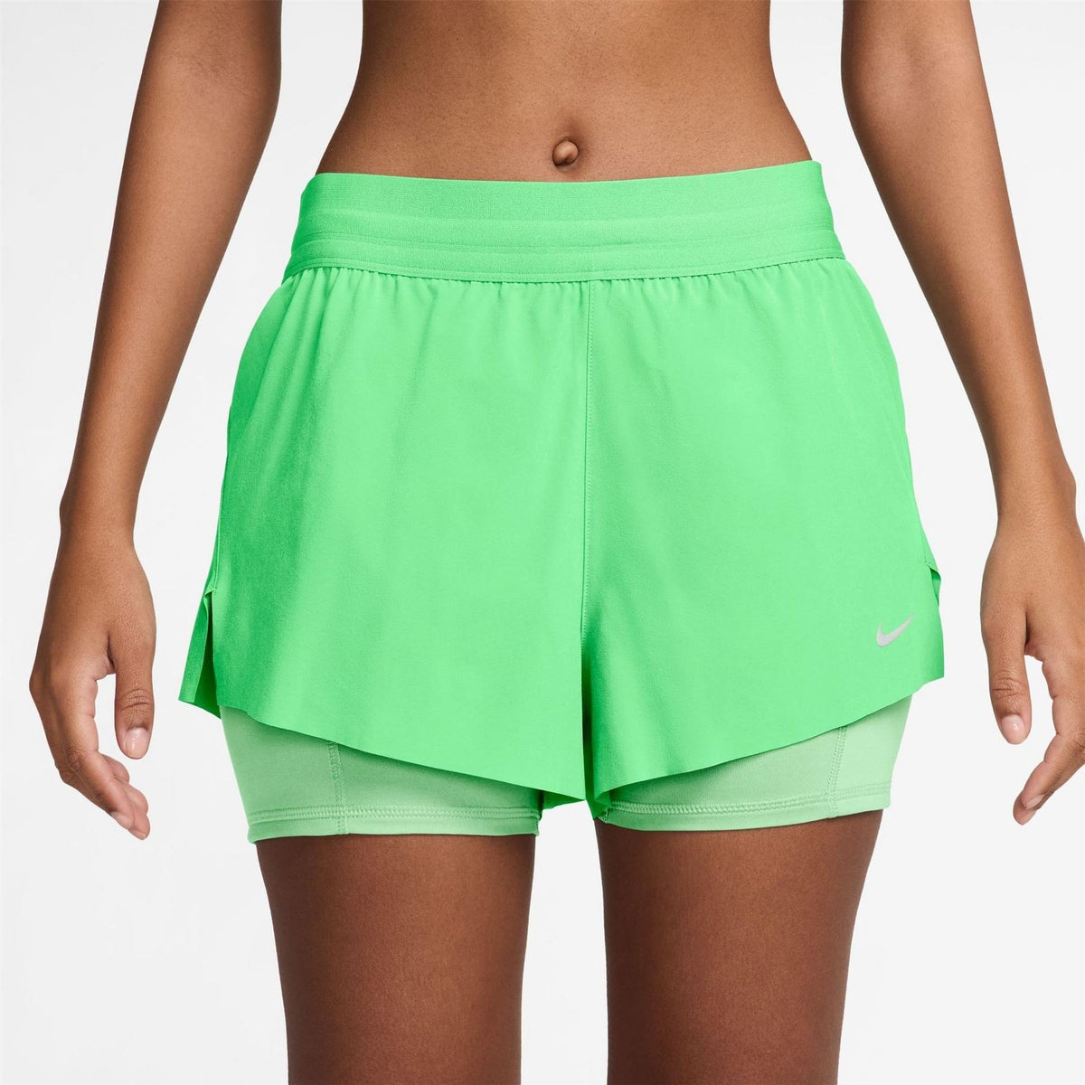 Nike Womens Dri Fit Swift Mid Rise 3 2 In 1 Shorts