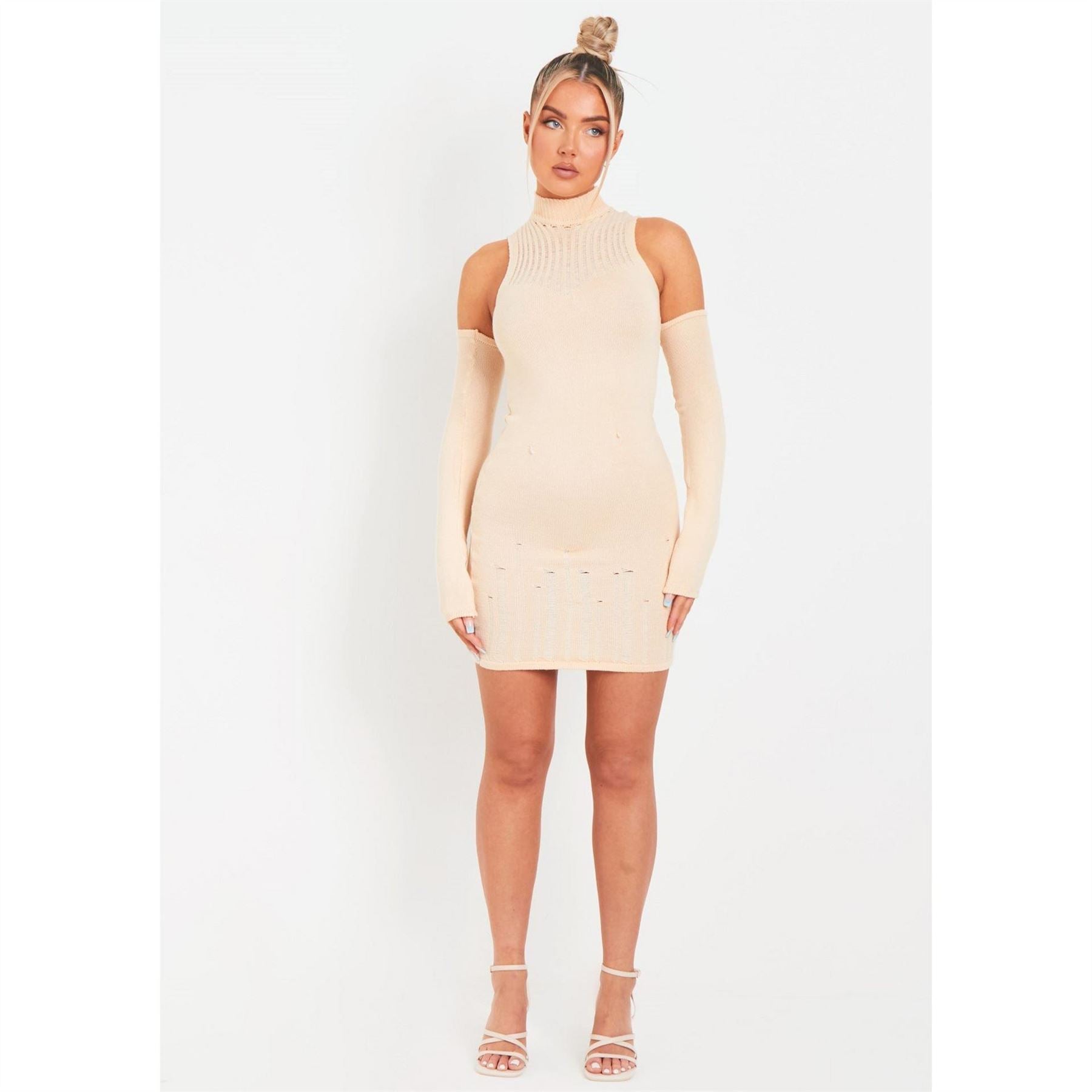 Missy Empire Knitted Mini Dress With Sleeves