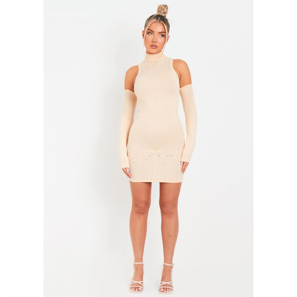 Missy Empire Knitted Mini Dress With Sleeves