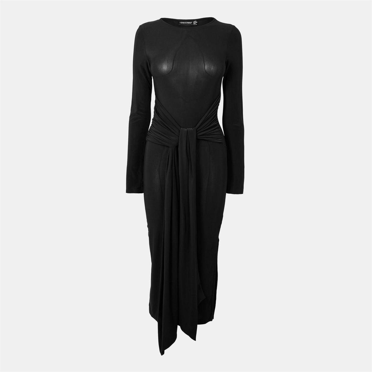 I Saw It First Crew Neck Long Sleeve Midi Bodycon Dress