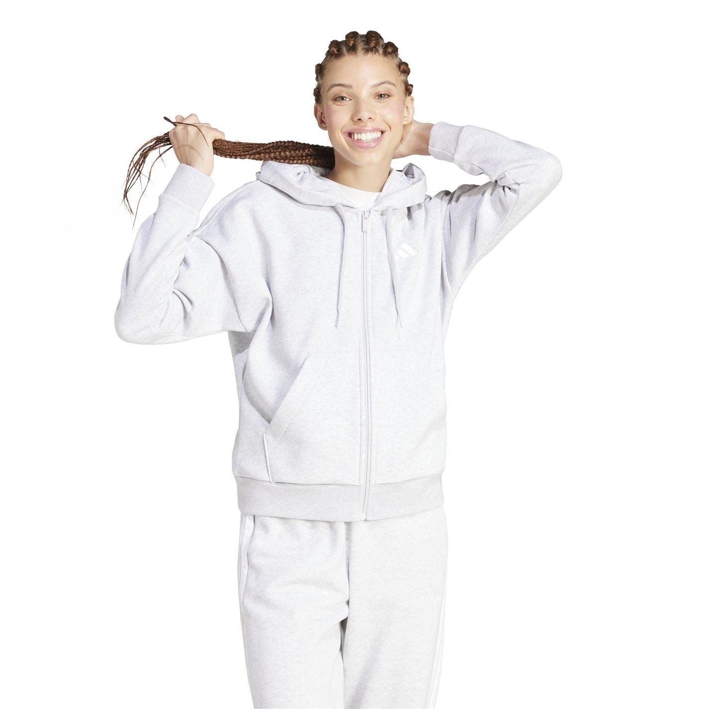 adidas Womens Essentials 3 Stripe Zip Track Hoodie