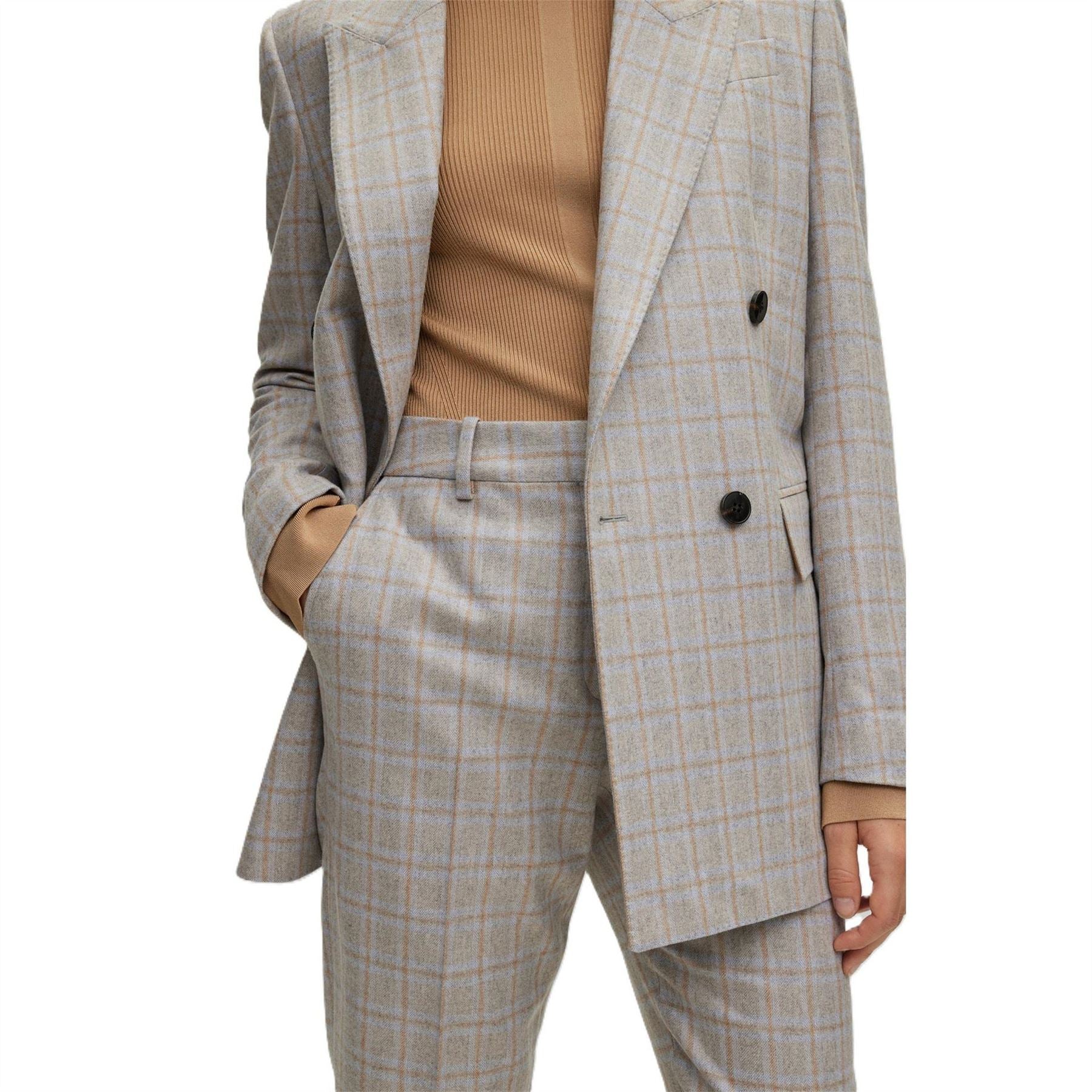 Boss Tamata2 Plaid Slim Cigarette Trousers