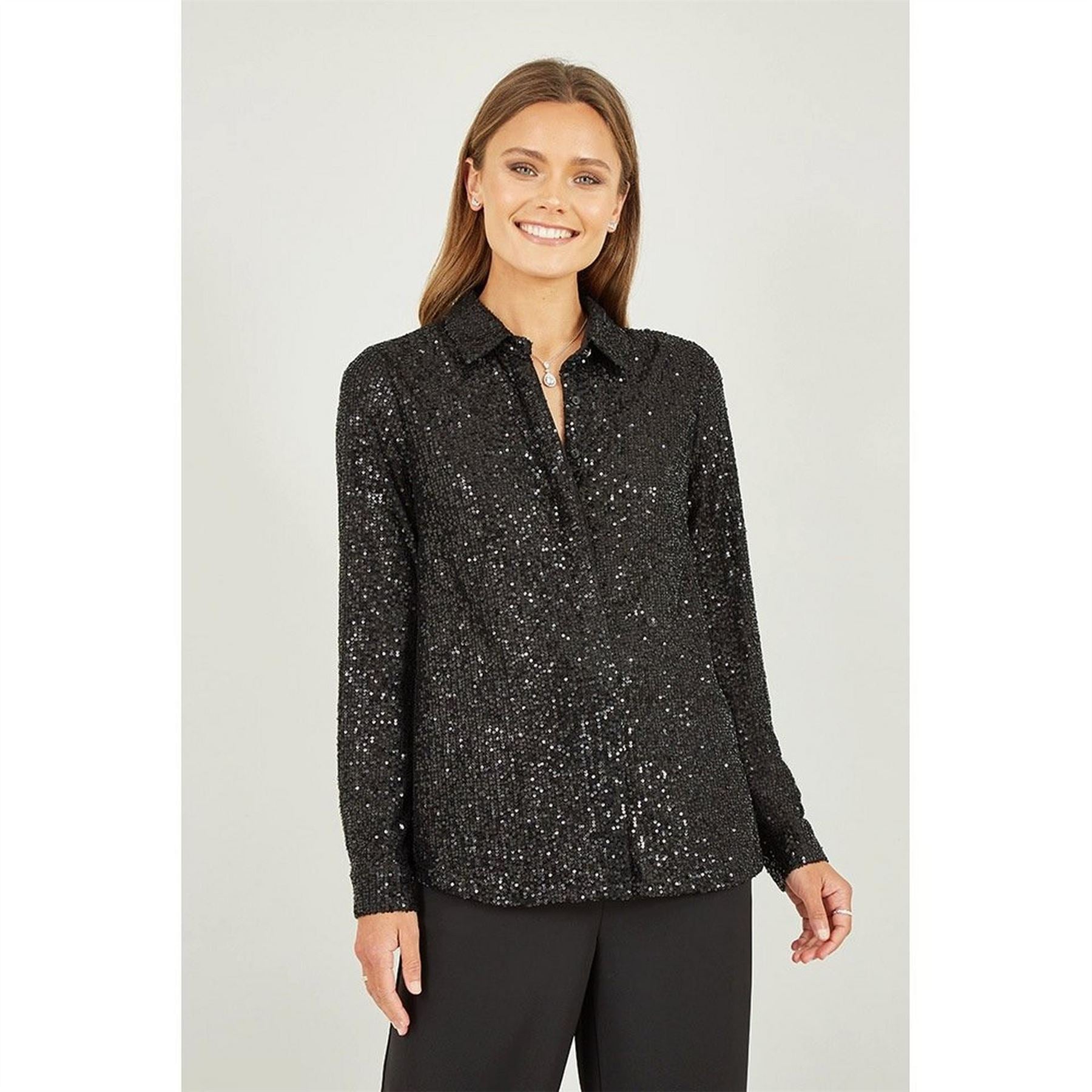 Yumi Sequin Long Sleeve Regular Fit Shirt