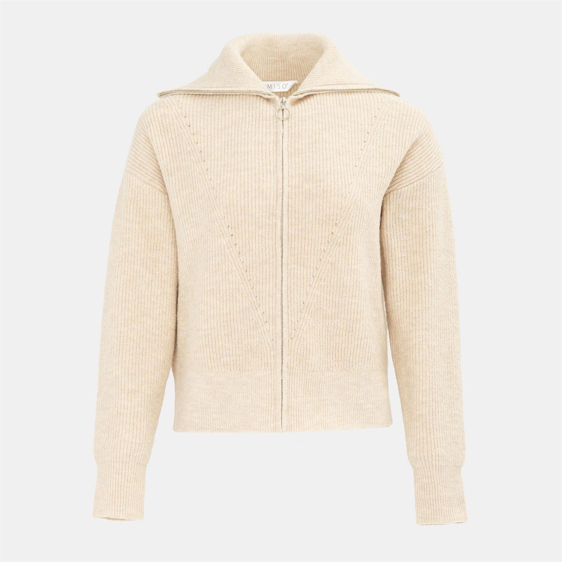 Miso Womens Knit Zip Up Cardigan