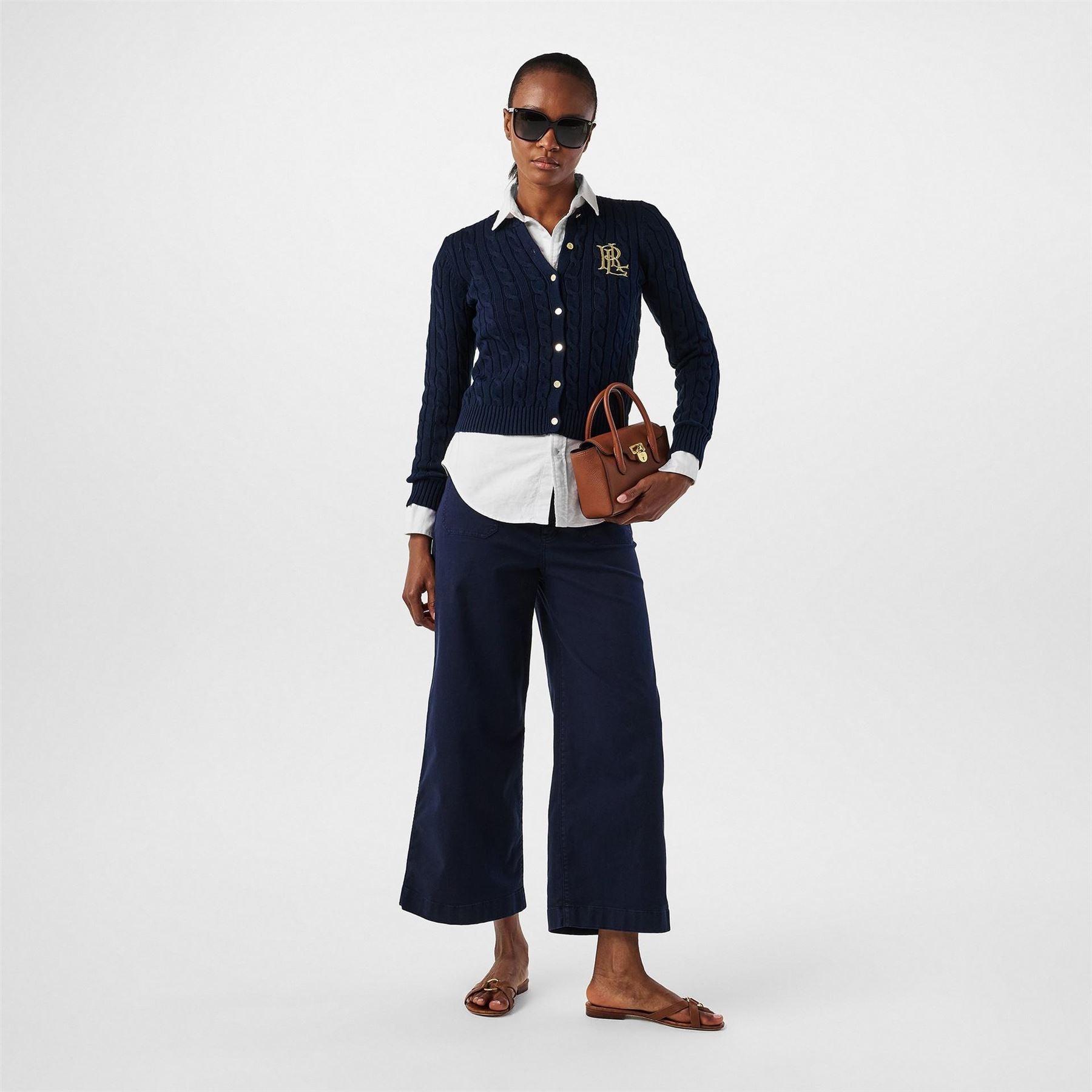 Lauren by Ralph Lauren Ralhan Real Leather Cardigan
