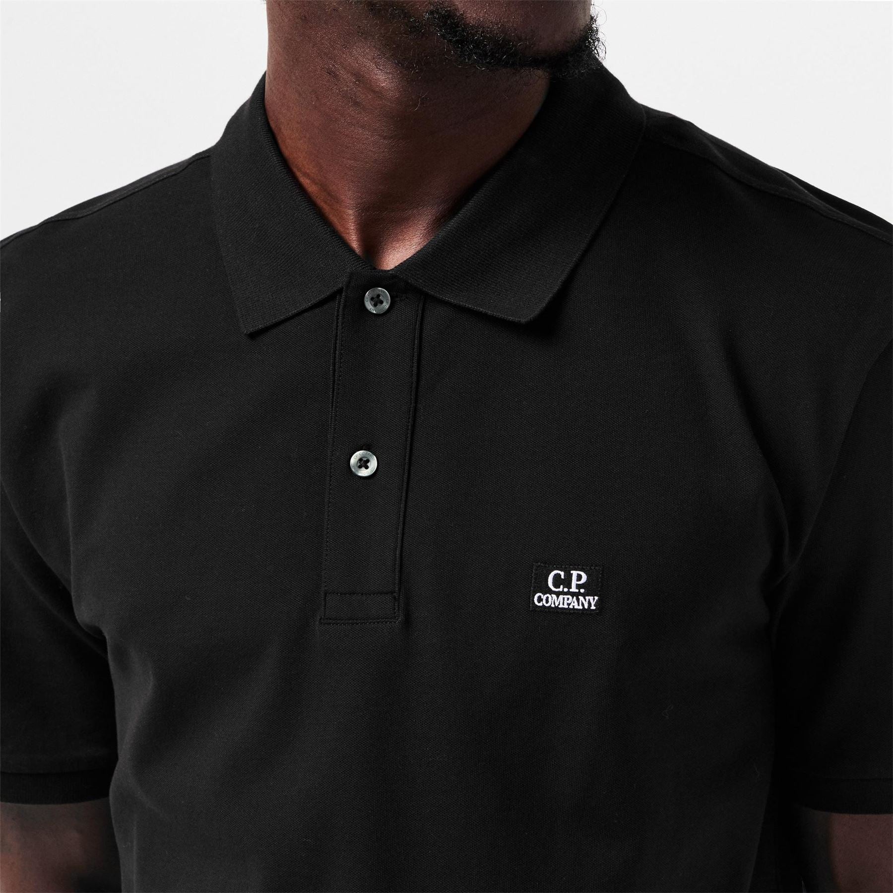 CP Company Logo Print Collared Neck Short Sleeve Polo Shirt
