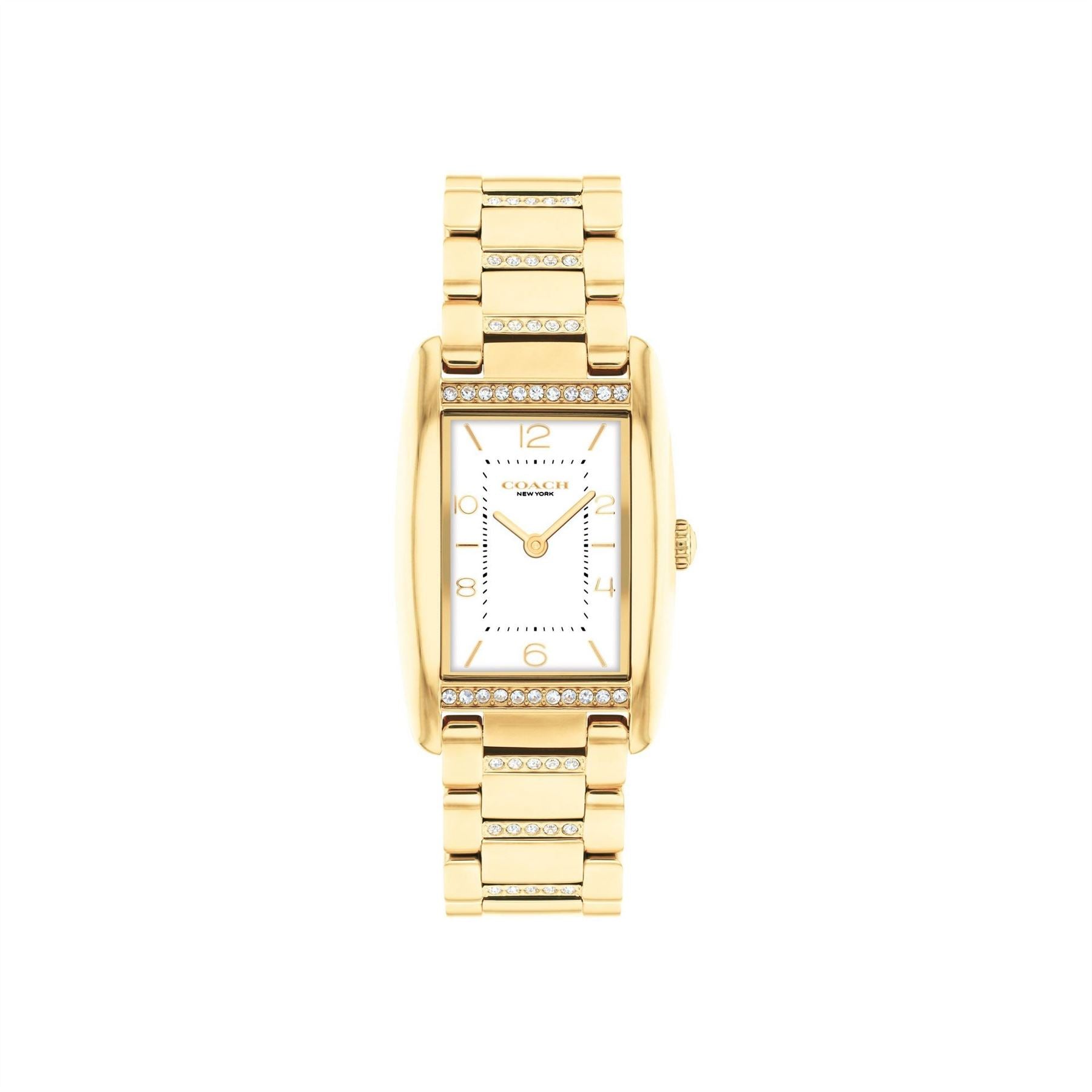Coach Ladies Reese Gold Ip Crystal Bracelet Watch