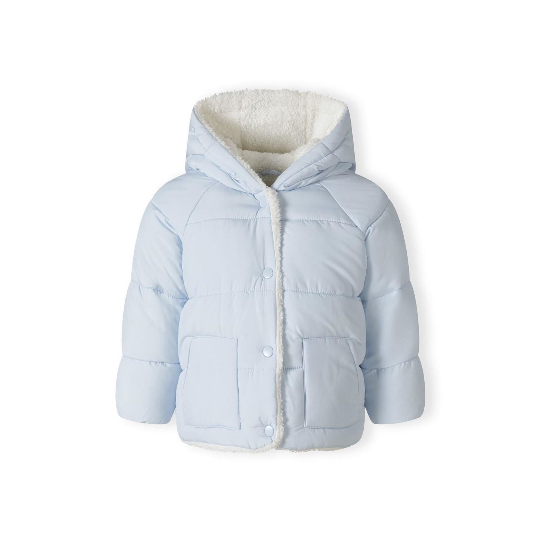 Minoti Baby Unisex Padded Jacket With Faux Fur Trim Light Blue