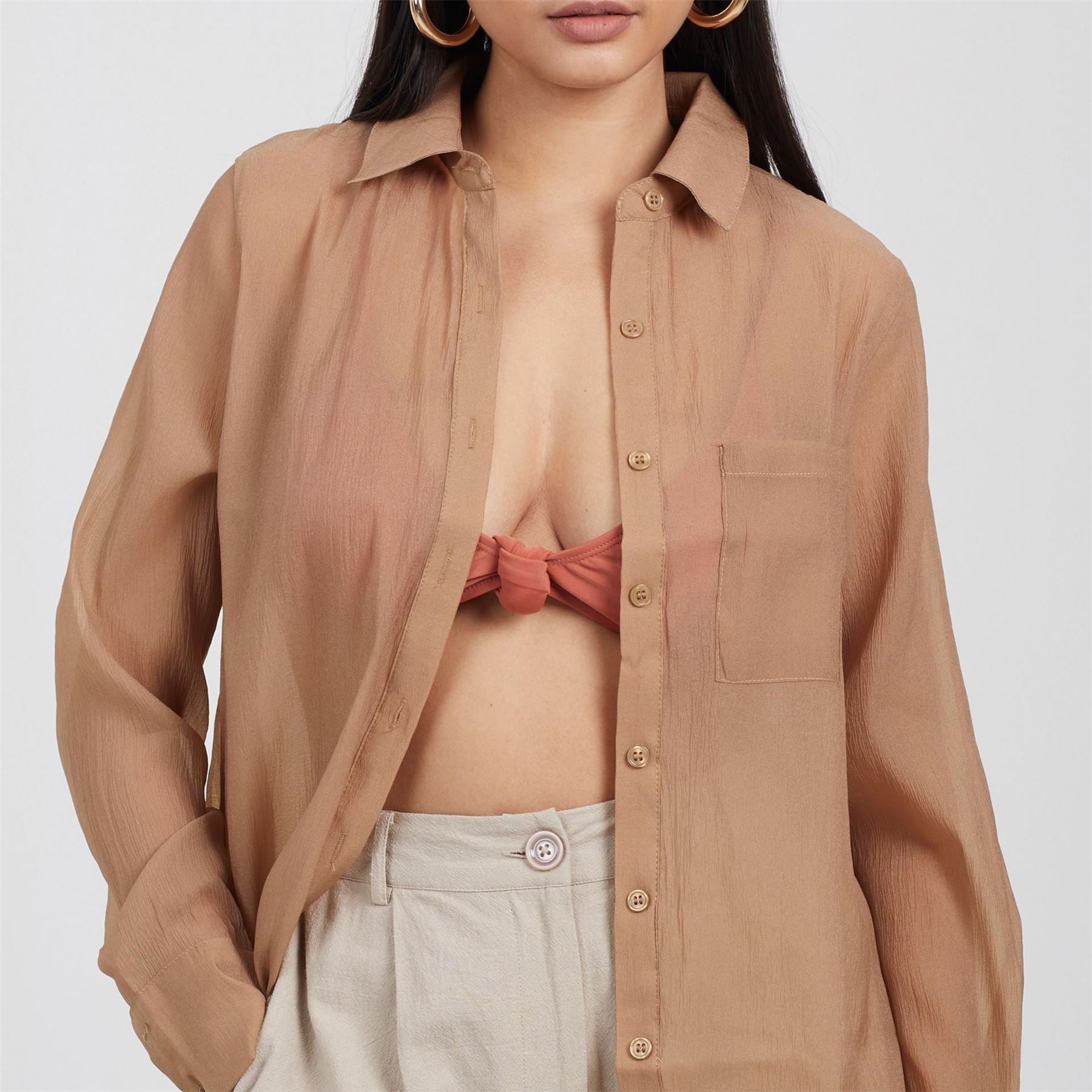 Brave Soul Collared Neck Long Sleeve Shirt with Chest Pocket