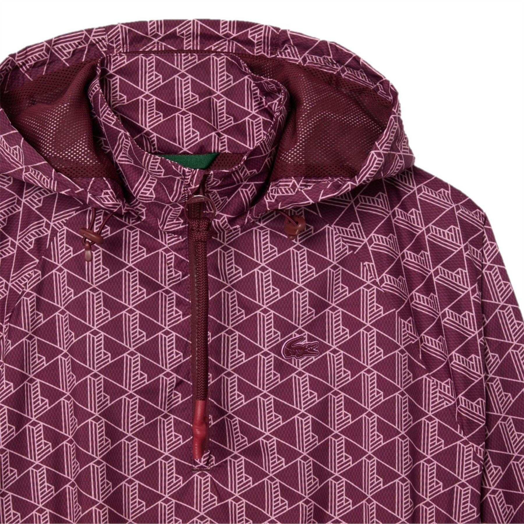 Lacoste Hooded Geometric Patterned Rain Jacket