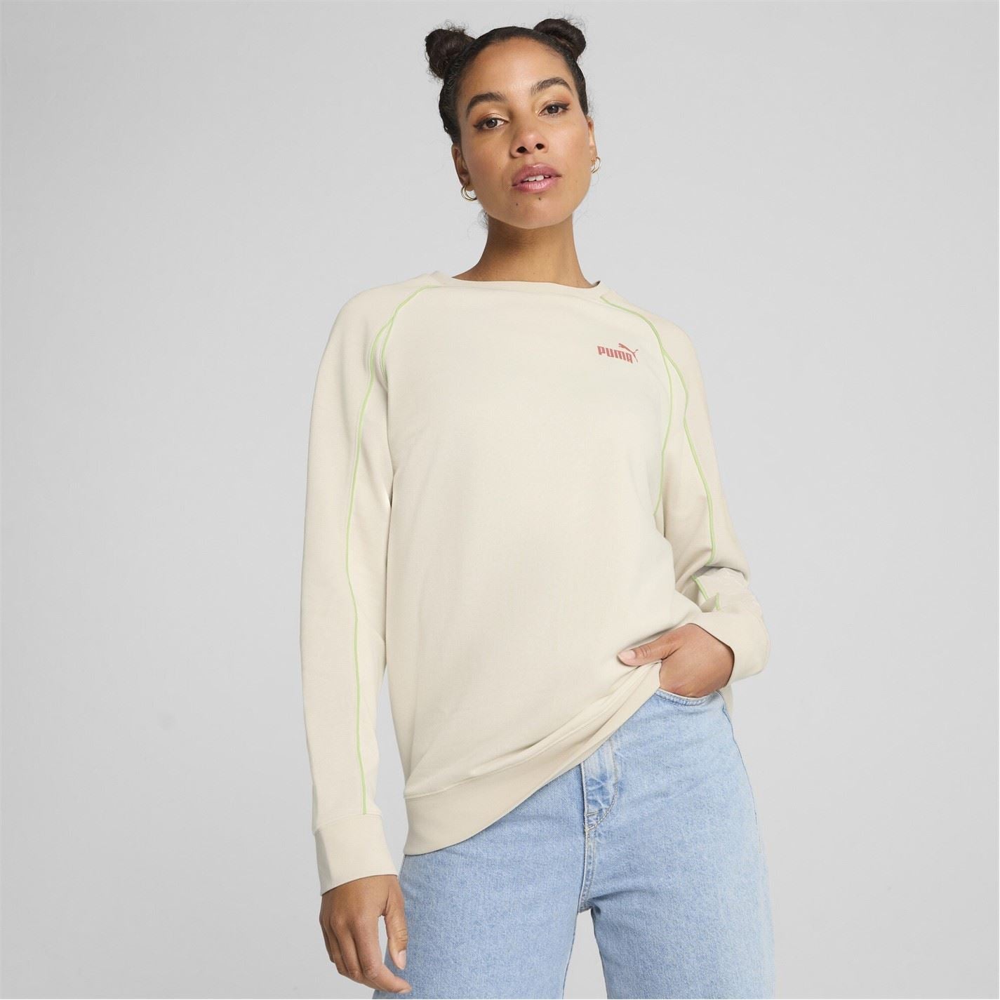 Puma Crew Neck Relaxed Fit Long Sleeve Sweatshirt