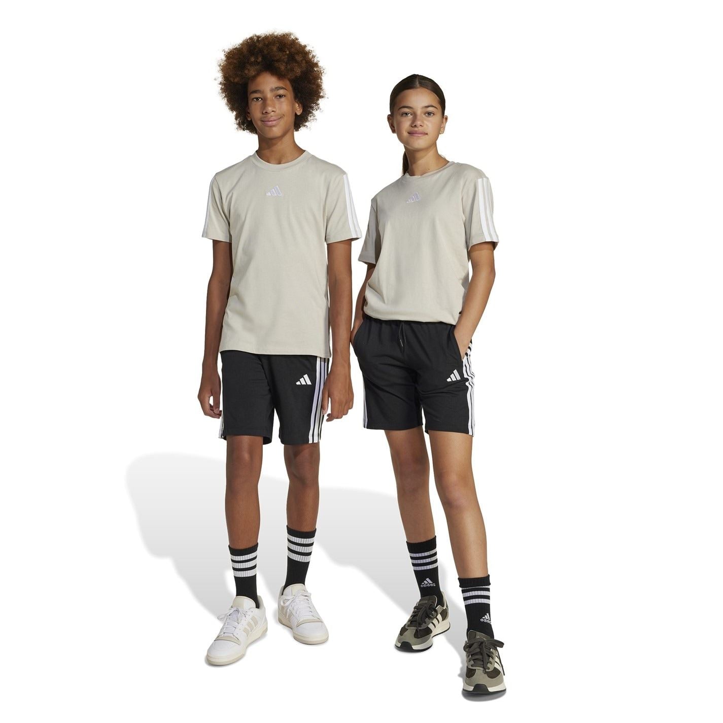 adidas Essentials 3 Stripe Jersey Short Juniors