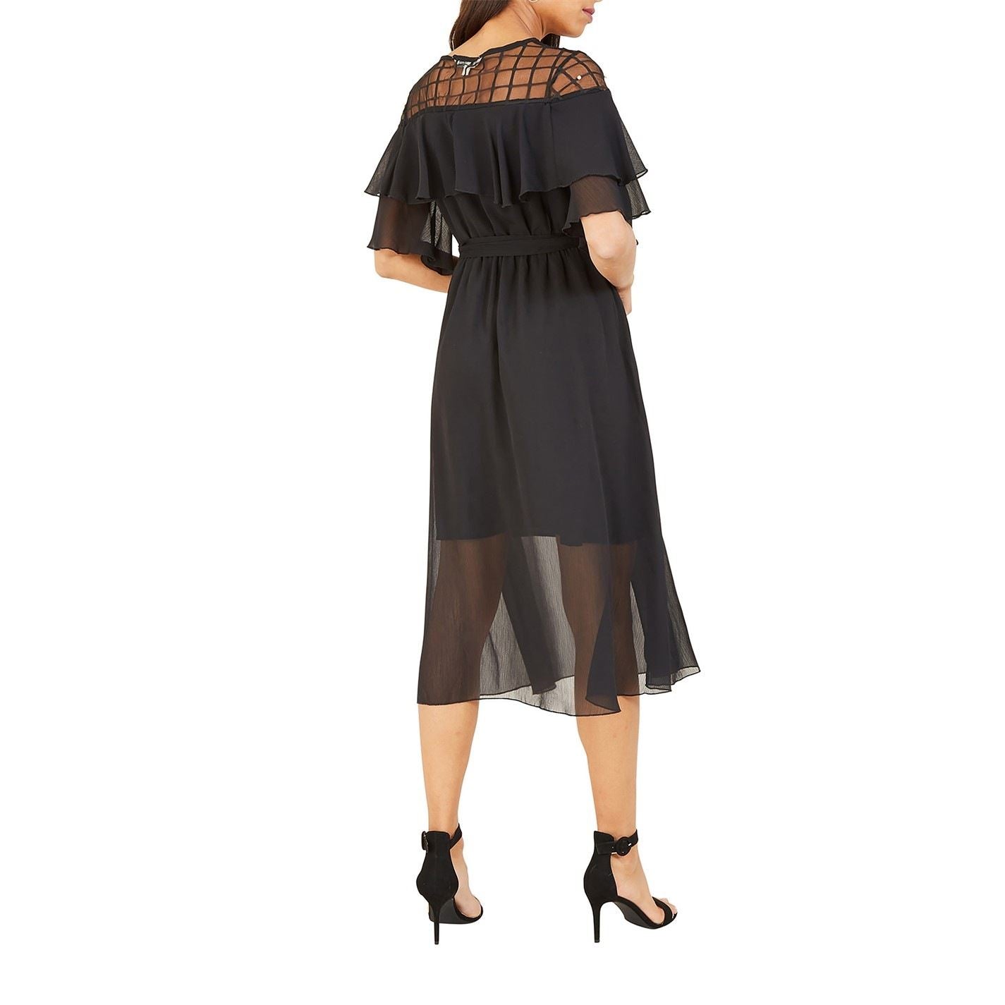 Yumi Frill Midi Dress In Black