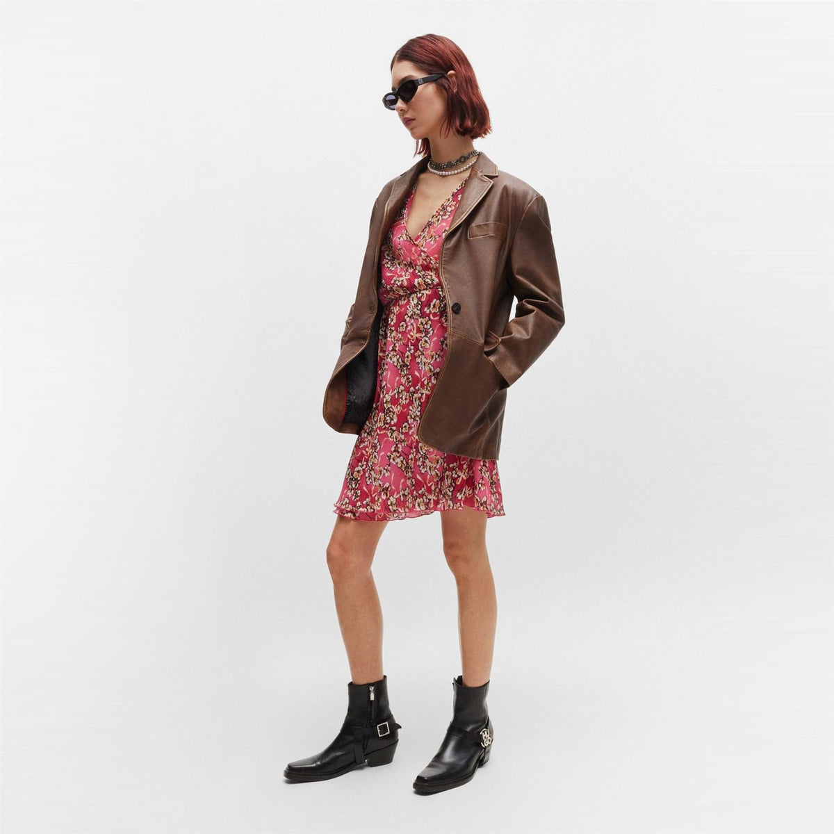 Hugo Kahula V-Neck Long Sleeve Mini Wrap Dress