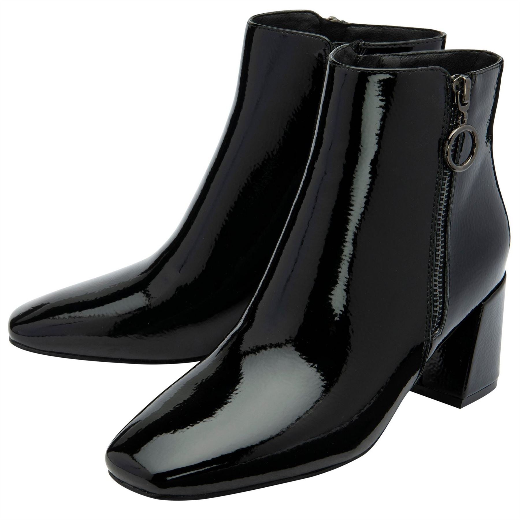 Lotus Shoes Furiosa Black Patent Heeled Ankle Boots