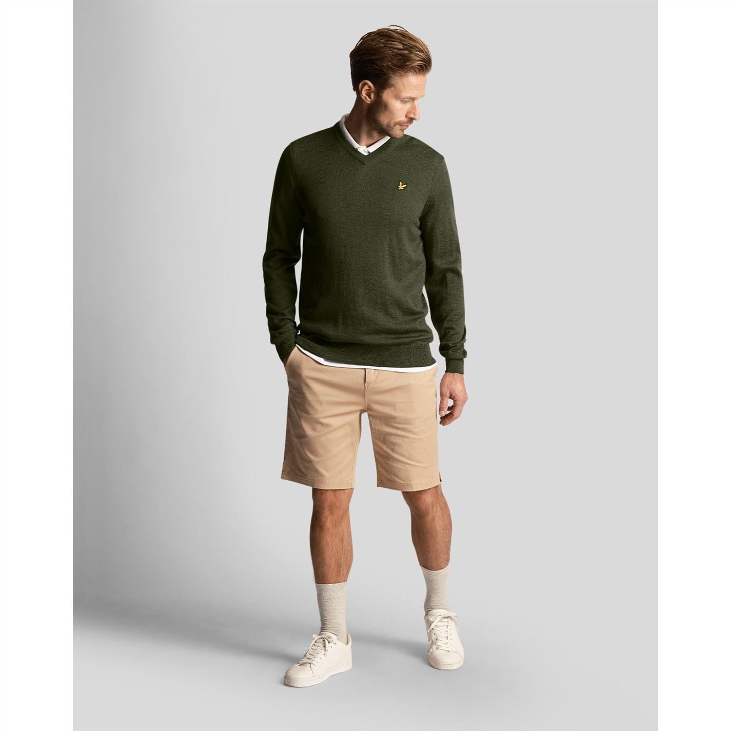 Lyle and Scott V Neck Regular Fit Long Sleeve Sweater