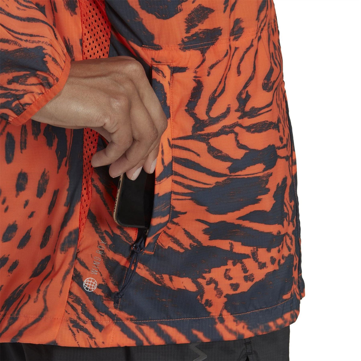 adidas Fast All Over Print Moisture Wicking Reflective Performance Running Jacket