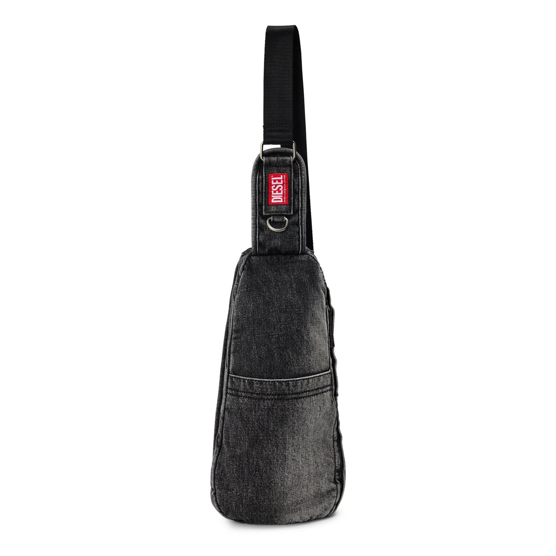 Diesel Stone Wash Patterned Rave Cross Body Bag with Silver Tone Hardware