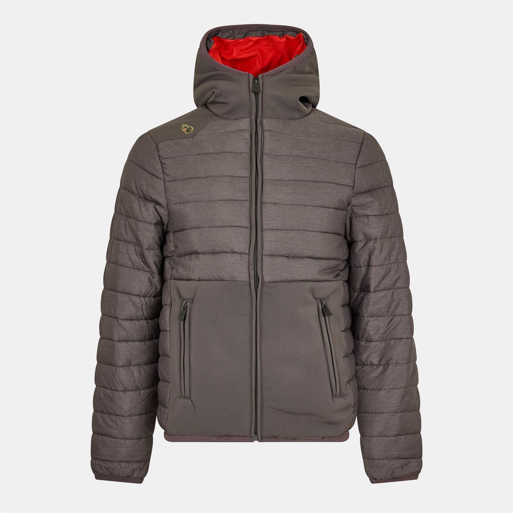 Luke Solid Patterned Hooded Ribbed Cuff Puffer Jacket
