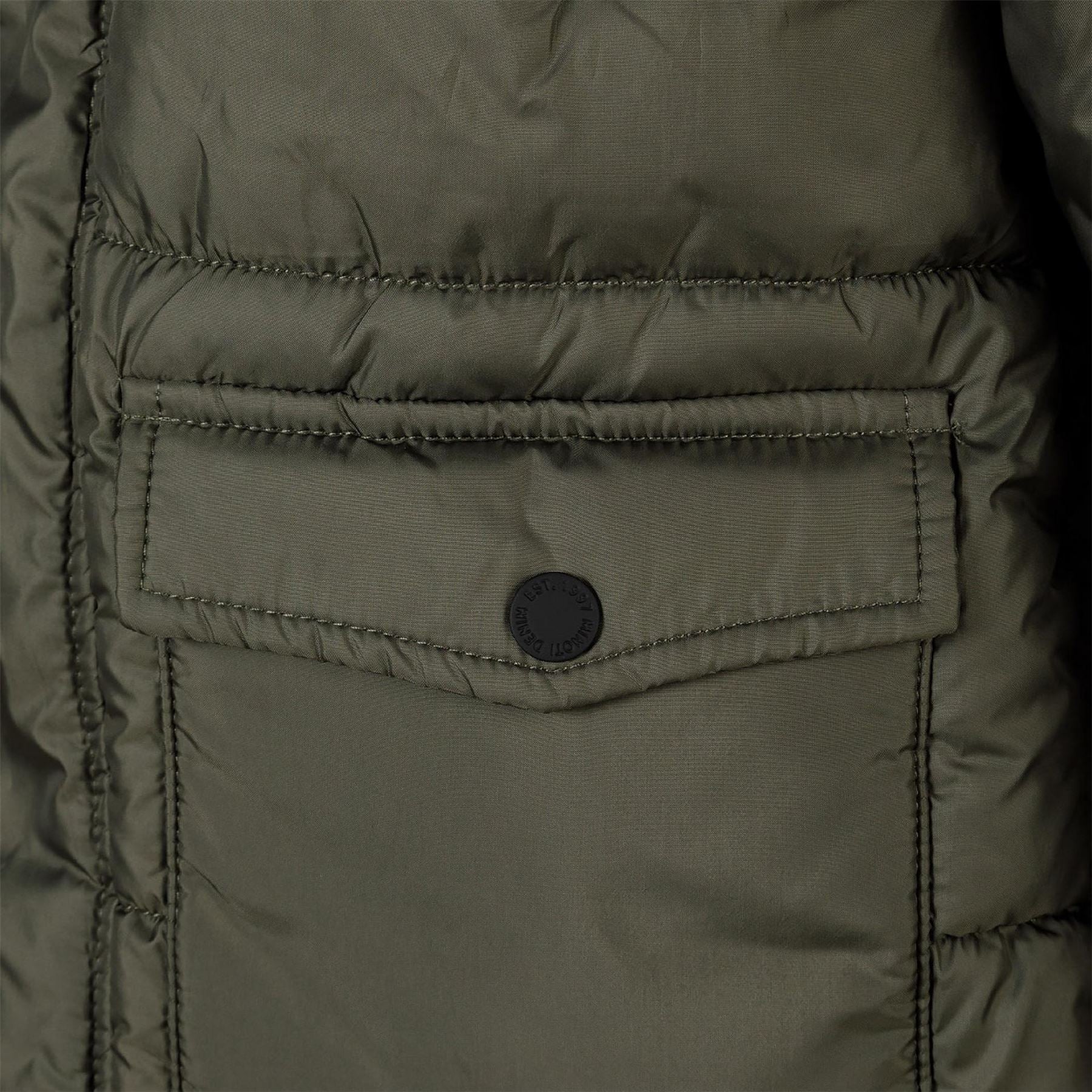 Minoti Boys Long Padded Coat With Hood And Snap Details Khaki