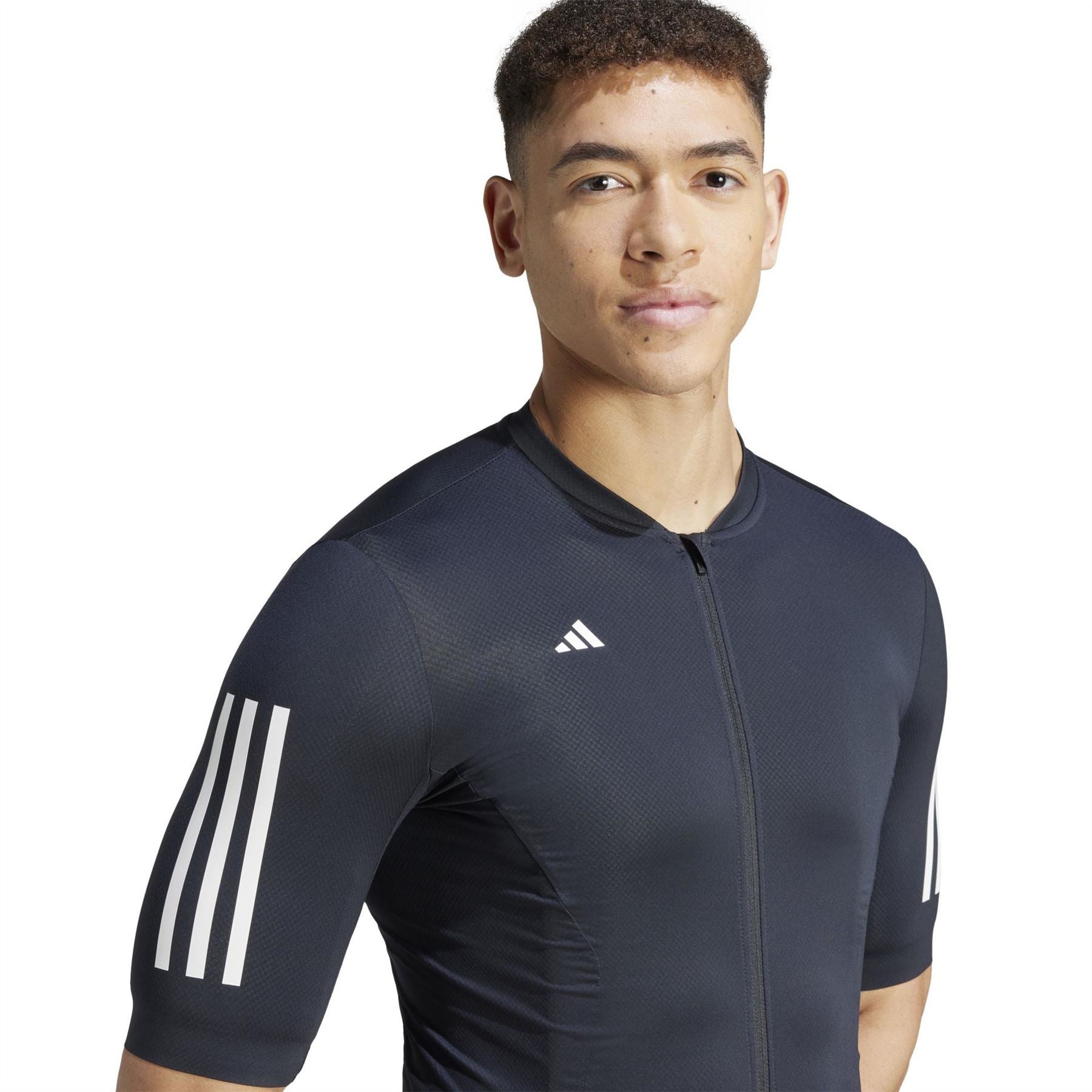 adidas Three Bar Logo Crew Neck Short Sleeve Athletic Jersey
