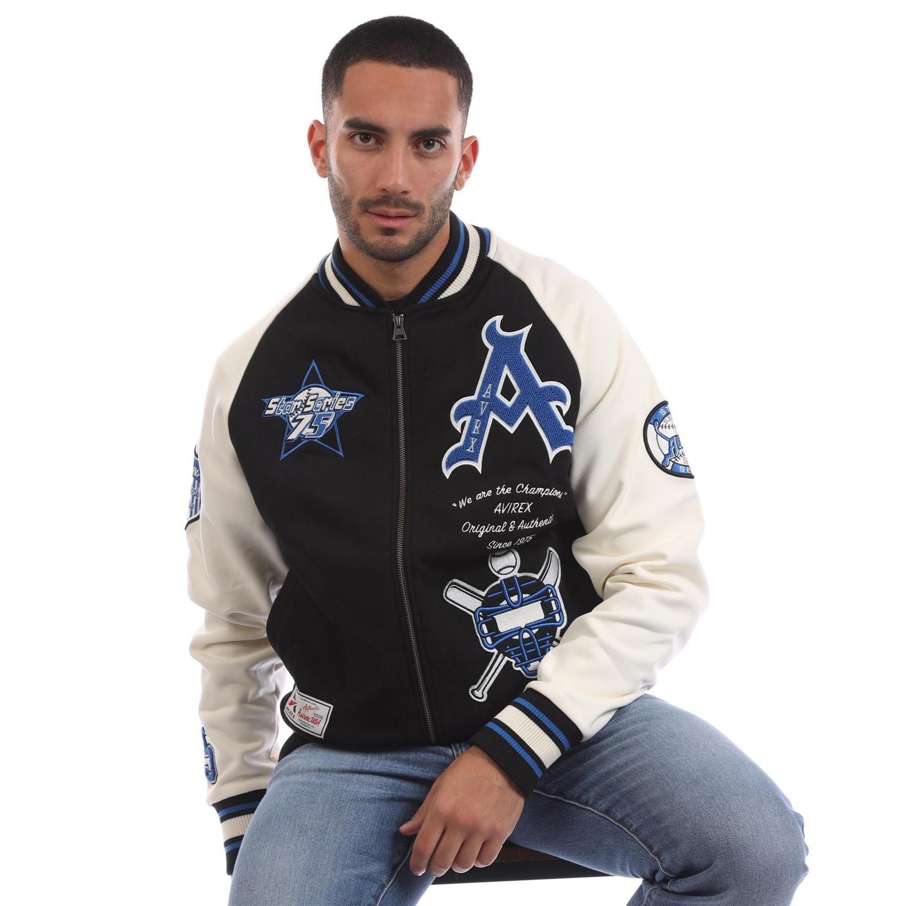 Avirex Spring Embroidered Ribbed Cuff Bomber Jacket