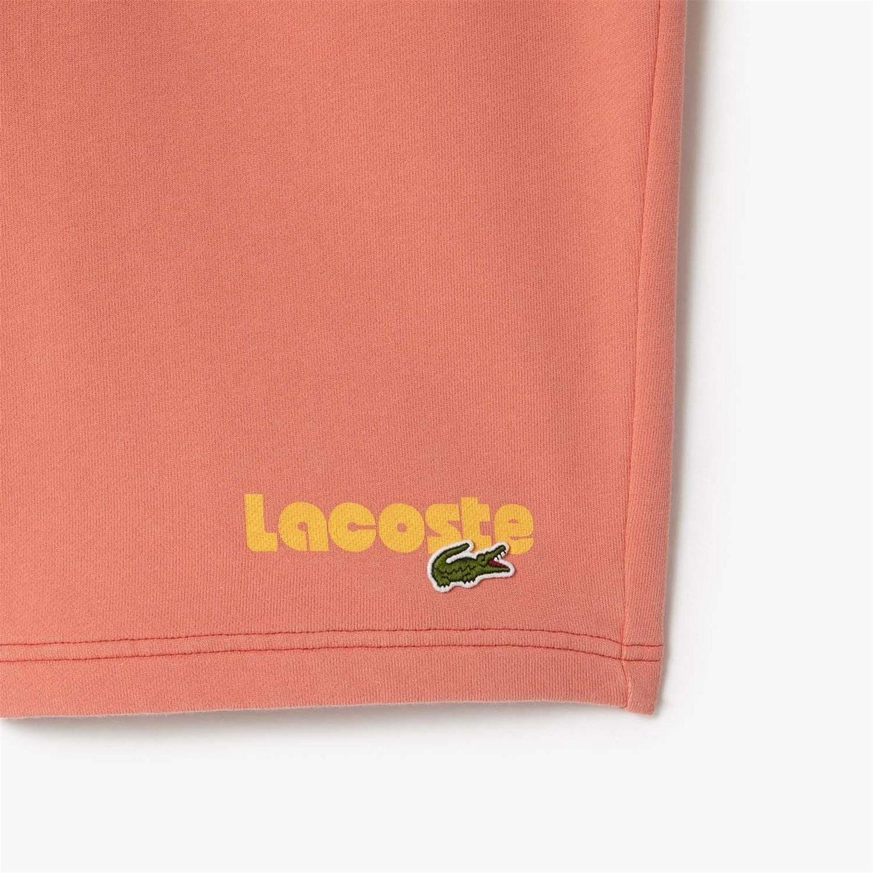 Lacoste Washed Effect Printed Fleece Shorts