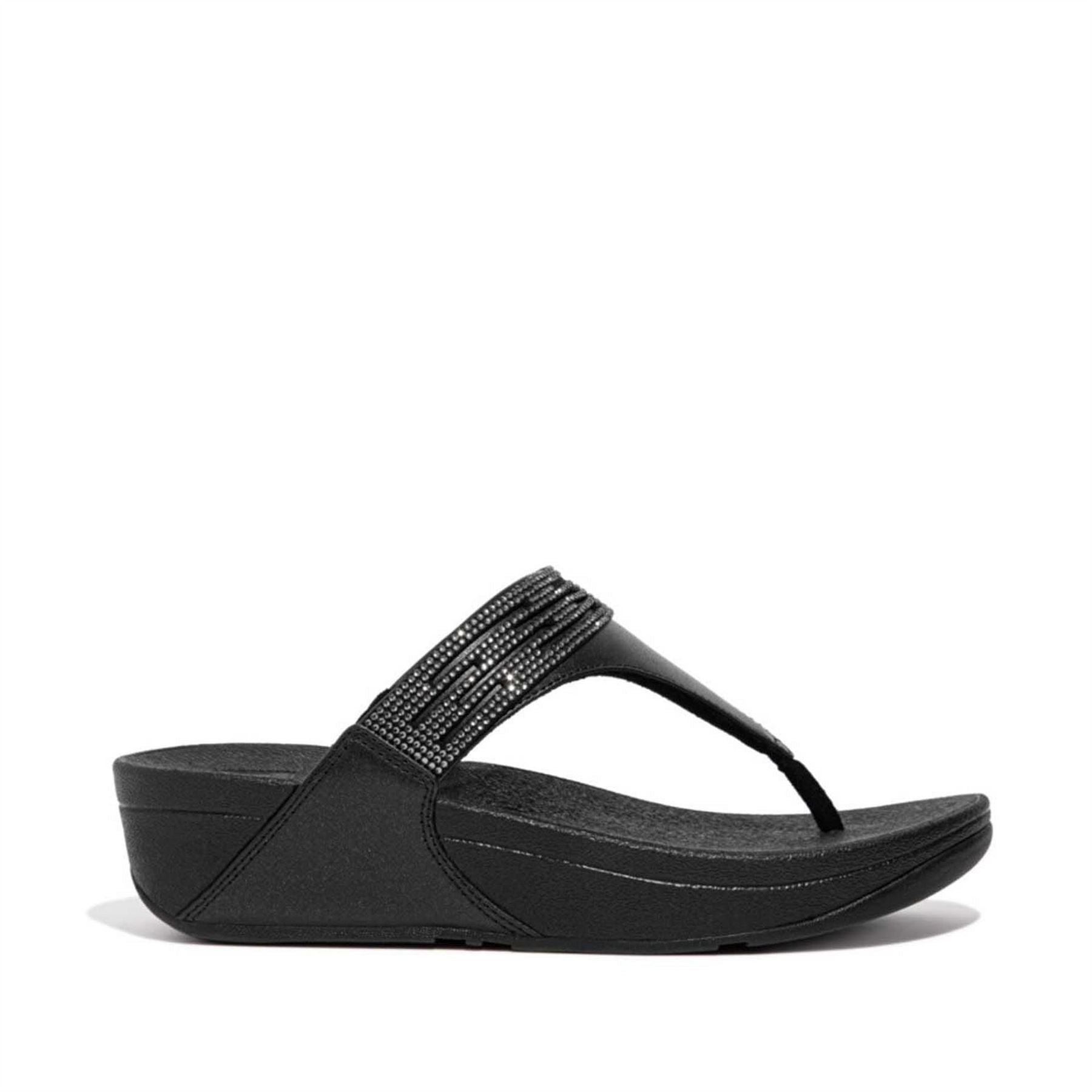 Fitflop Lulu Lasercrystal Leather Toe Post Sandals