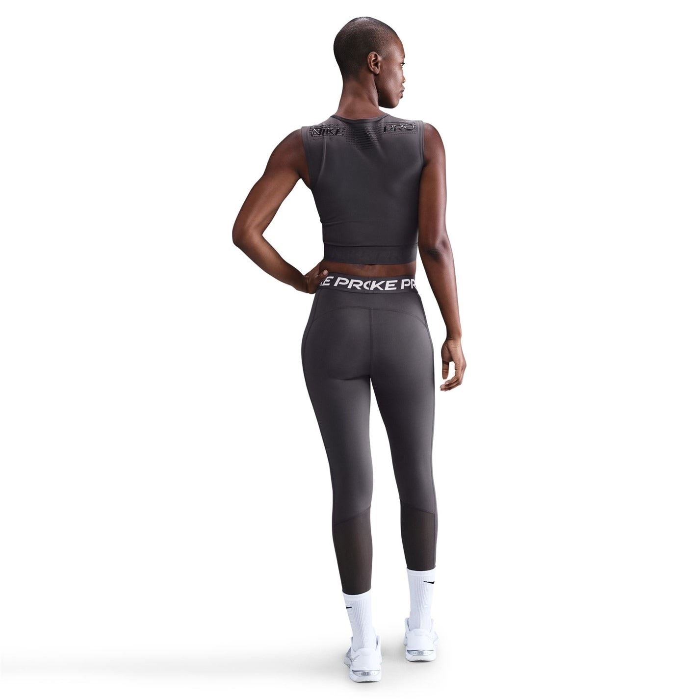 Nike Womens Pro Mid Rise Mesh Panelled Leggings