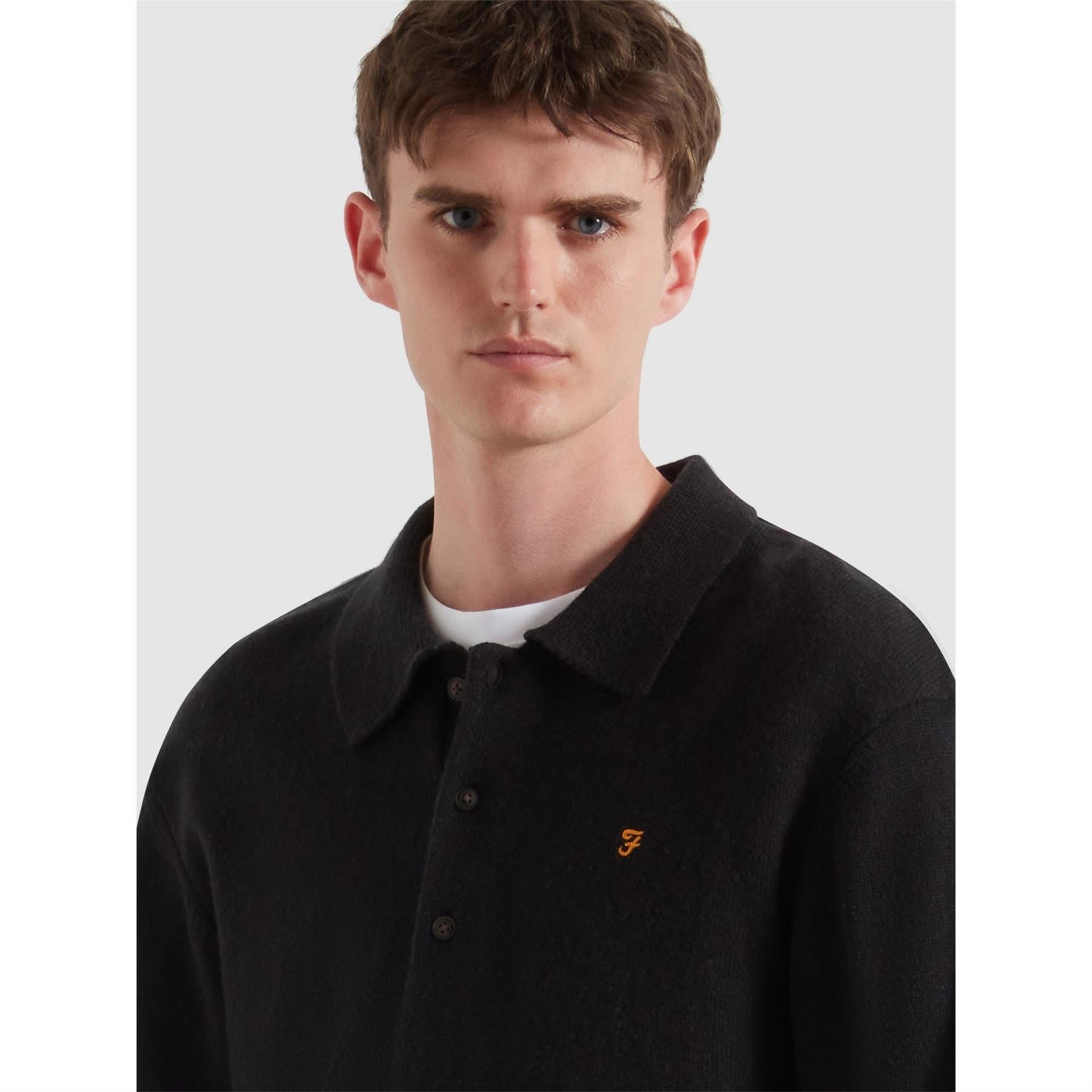 Farah Matson Lambswool Knit Quarter Zip Top