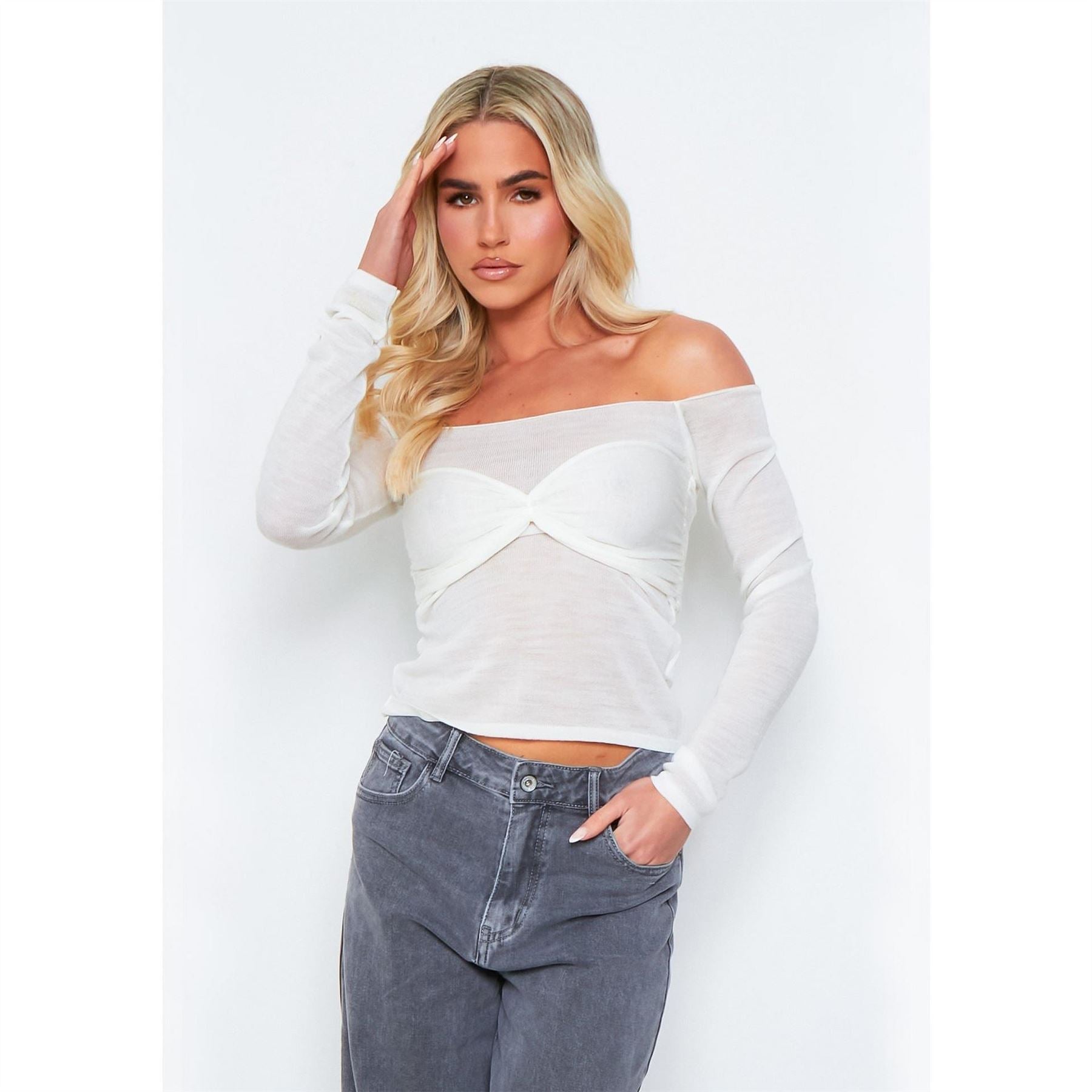 Missy Empire Knit Overlay Bralet Jumper