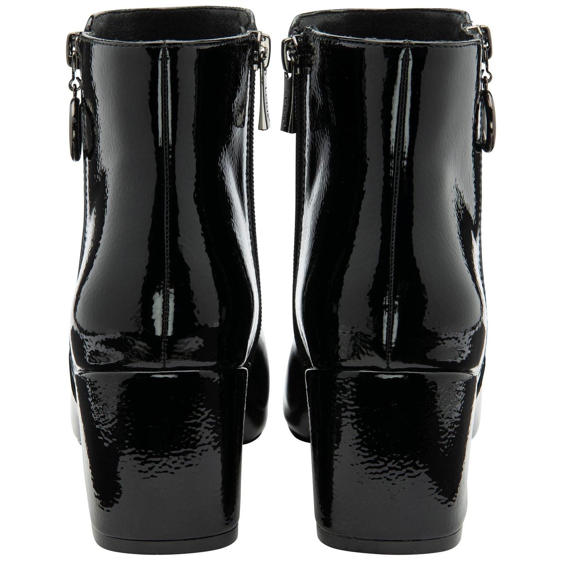 Lotus Shoes Furiosa Black Patent Heeled Ankle Boots