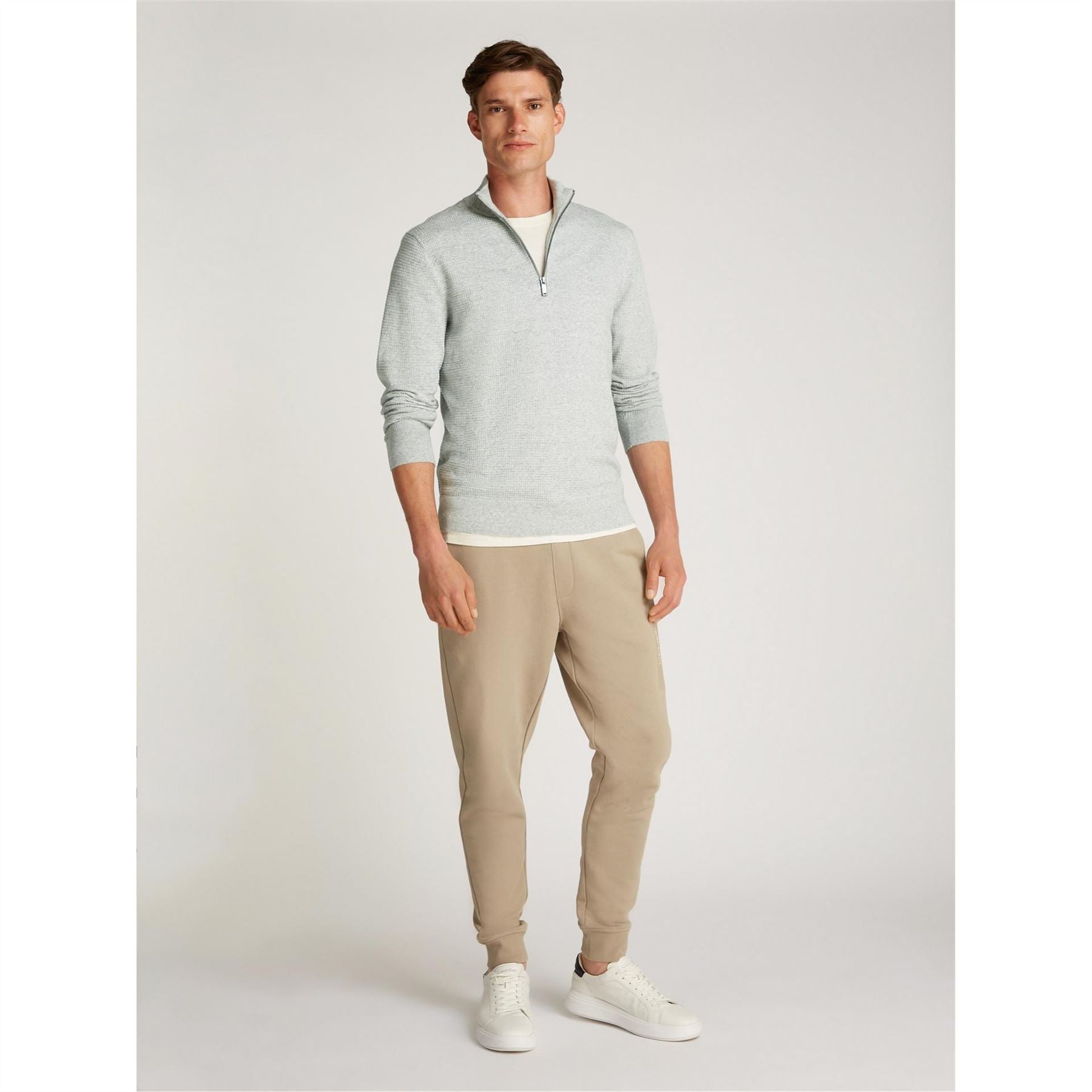Calvin Klein Texture Zip Neck Regular Fit Sweater