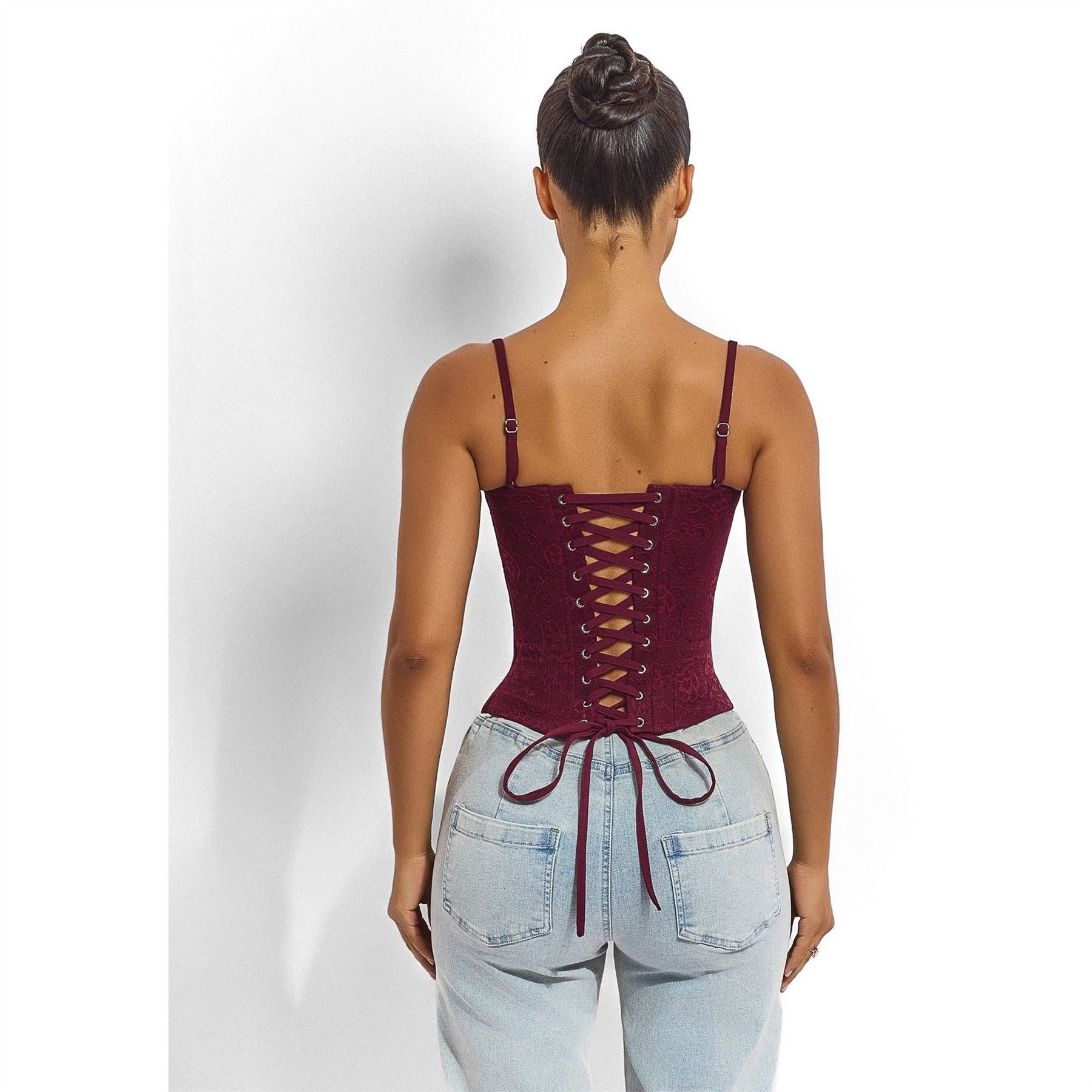 Mars The Label Lexi Sweetheart Neck Lace Detail Bustier Bodysuit