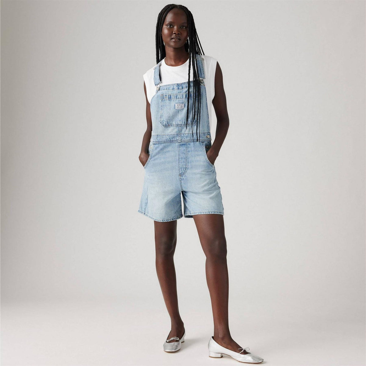 Levis Sleeveless Solid Patterned Shortalls Dungaree