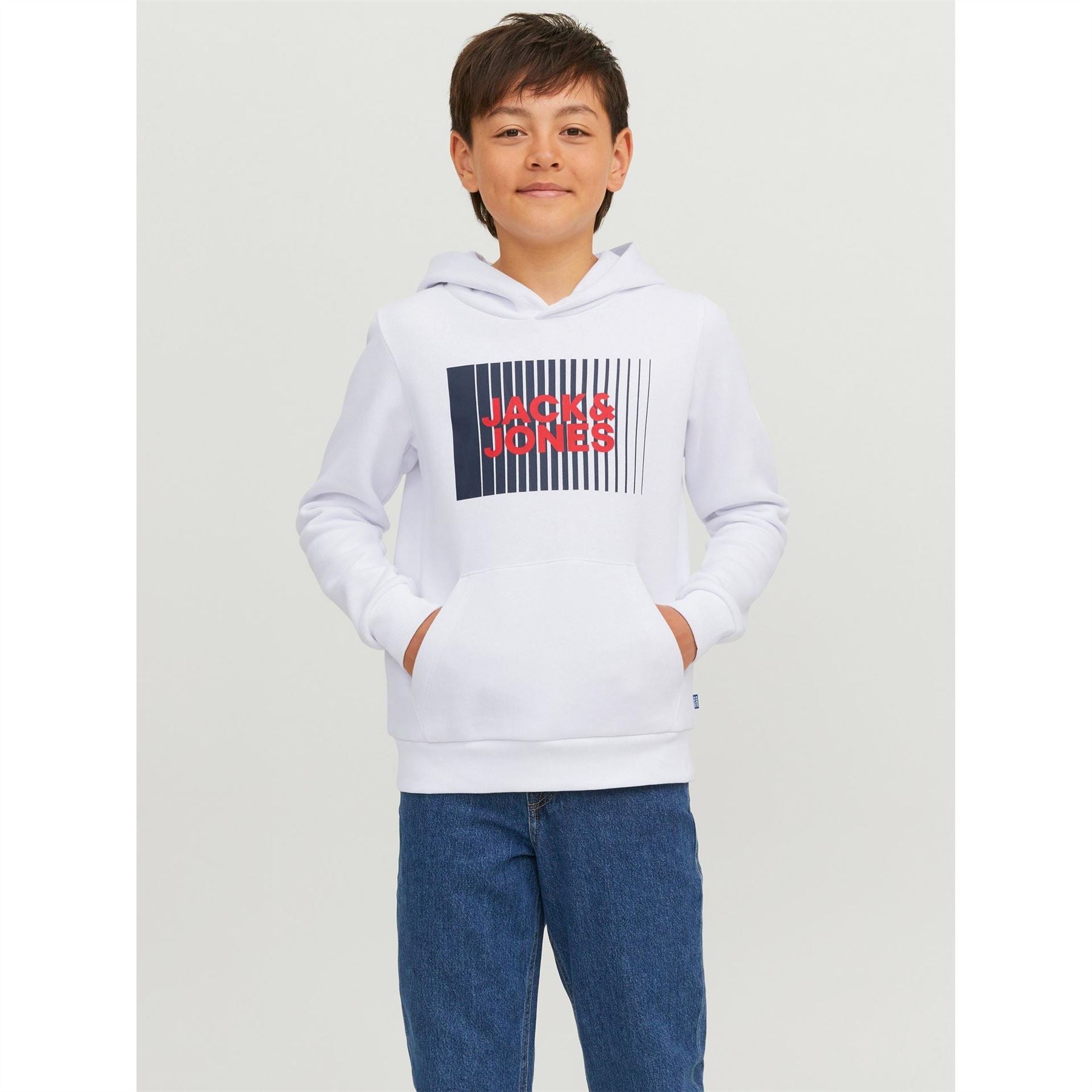Jack and Jones Play Logo Print Hooded Sweatshirt