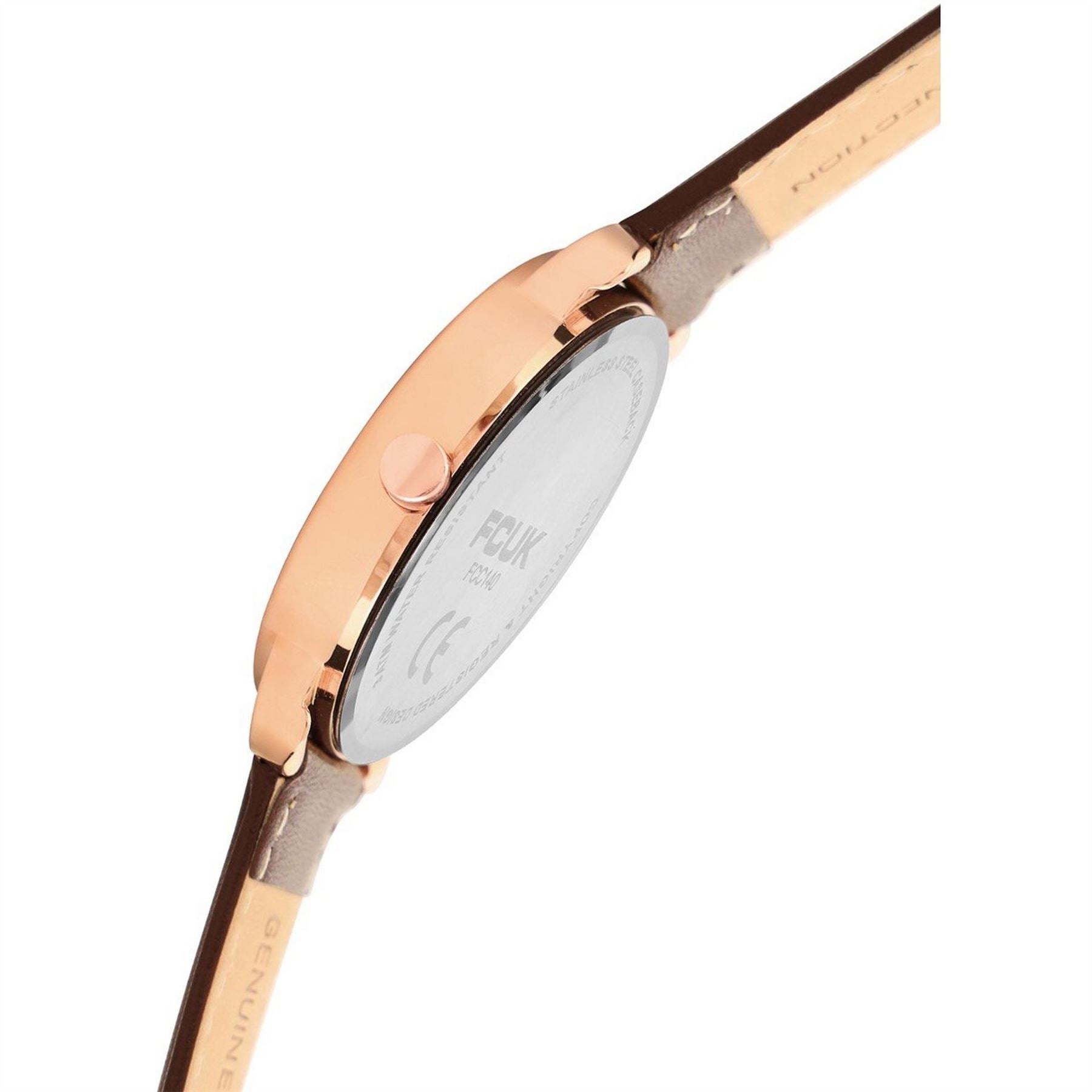 FCUK Rose Case Round Shape Brown Strap Quartz Watch