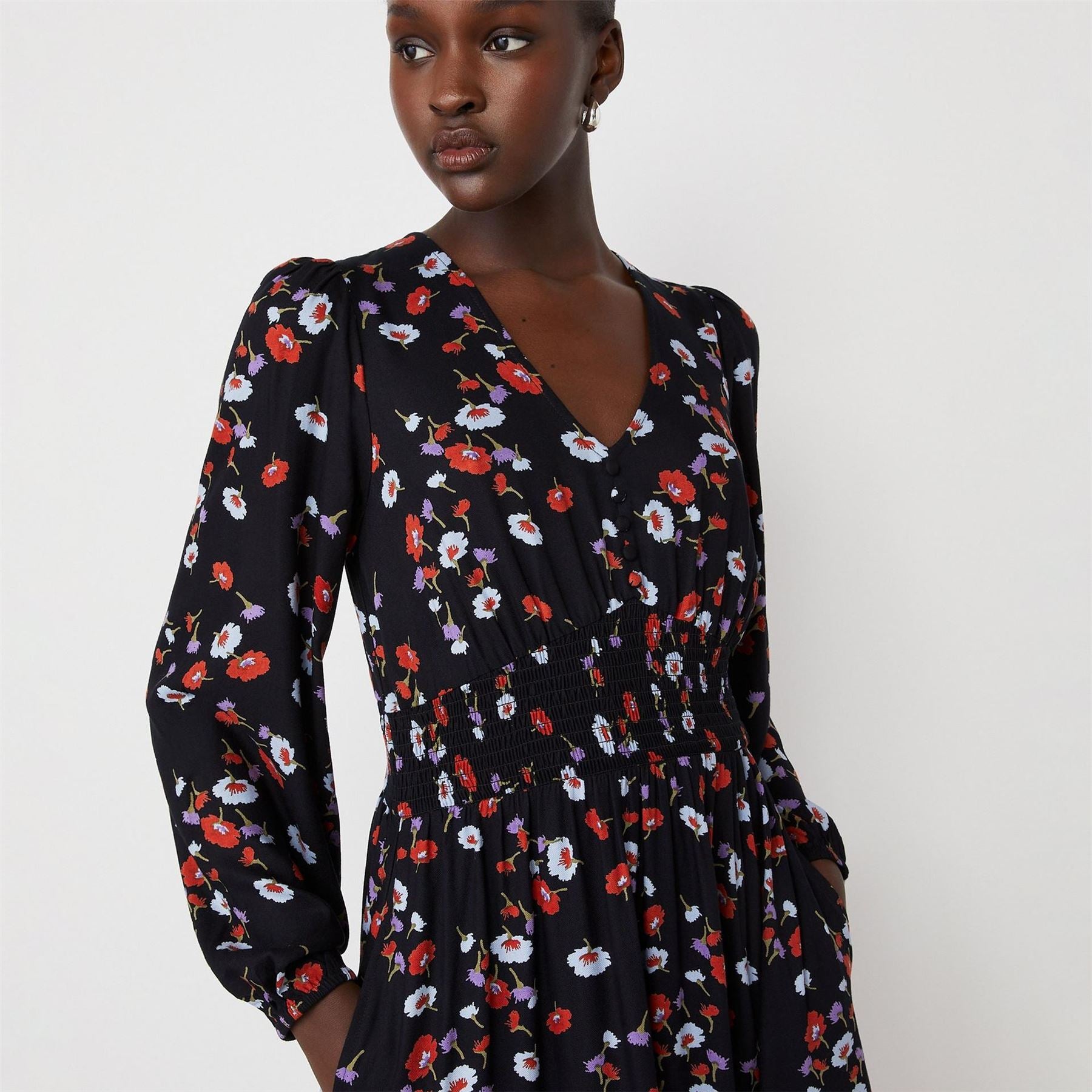 Finery Erina V-Neck Midi A-Line Dress