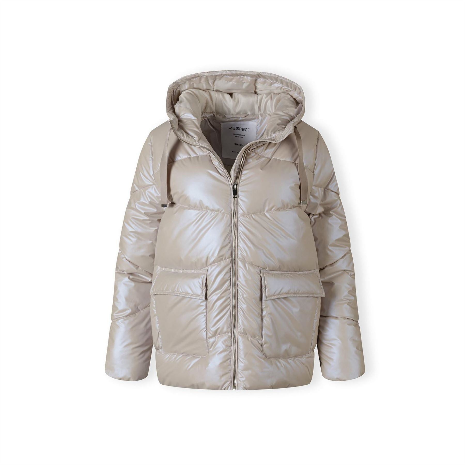Minoti Women Quilted Short Jacket With Hood Zip Pockets Grey