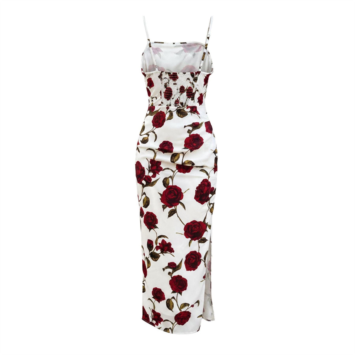 AX Paris Rose Printed Ruched Side Strappy Midi Dress