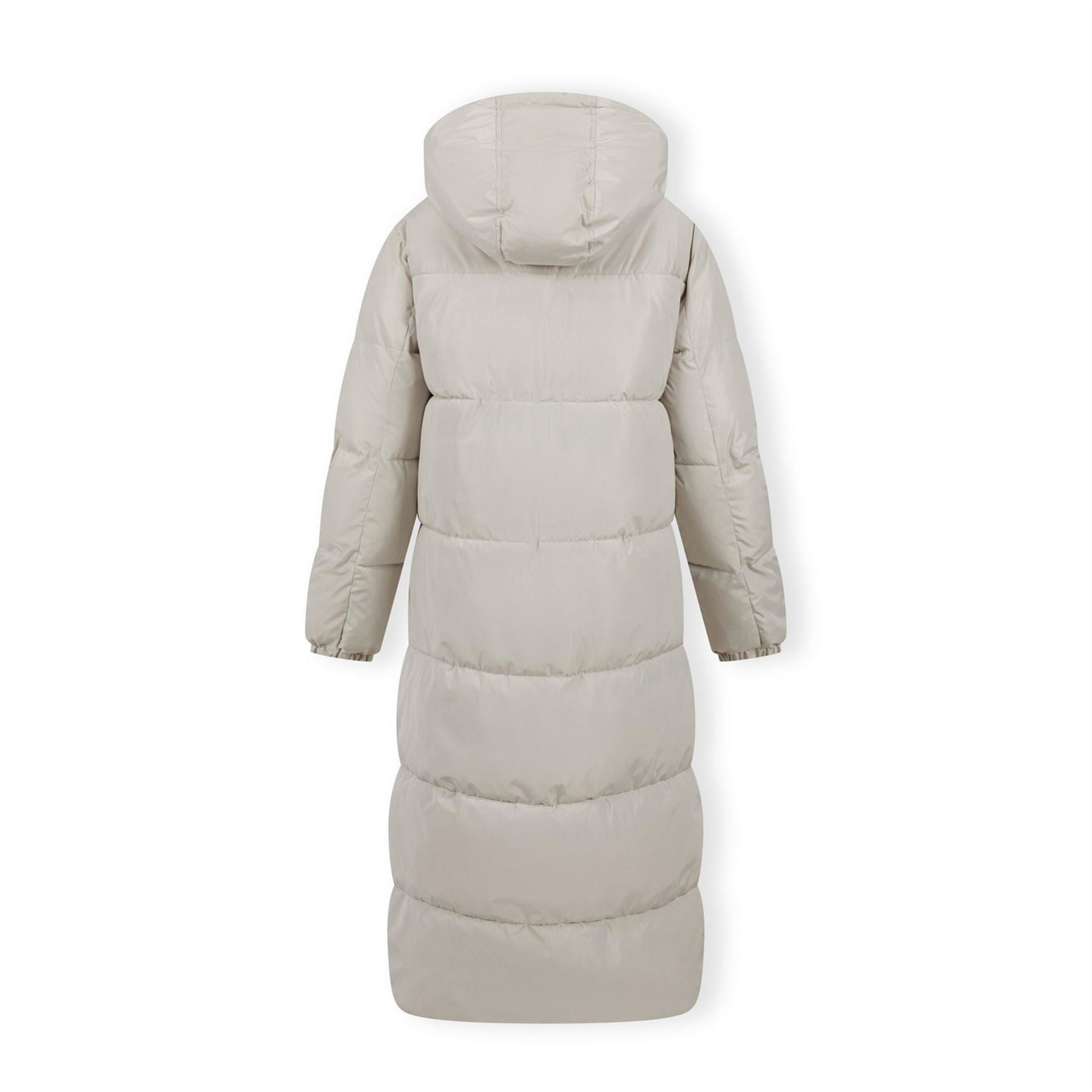 Minoti Long Quilted Winter Jacket With Drawstring Hood And Zippers Cream