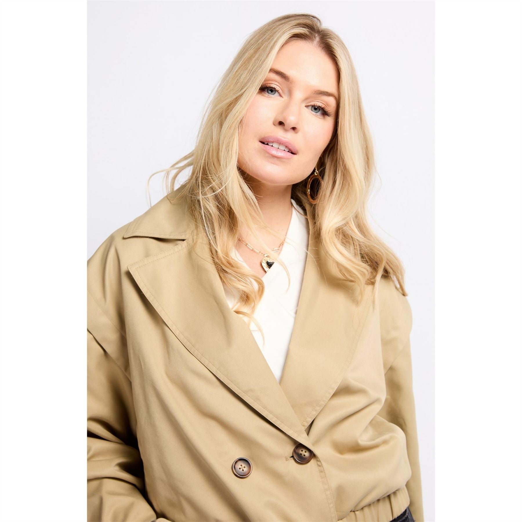 Little Mistress Solid Patterned Double Button Lapel Collared Blazer