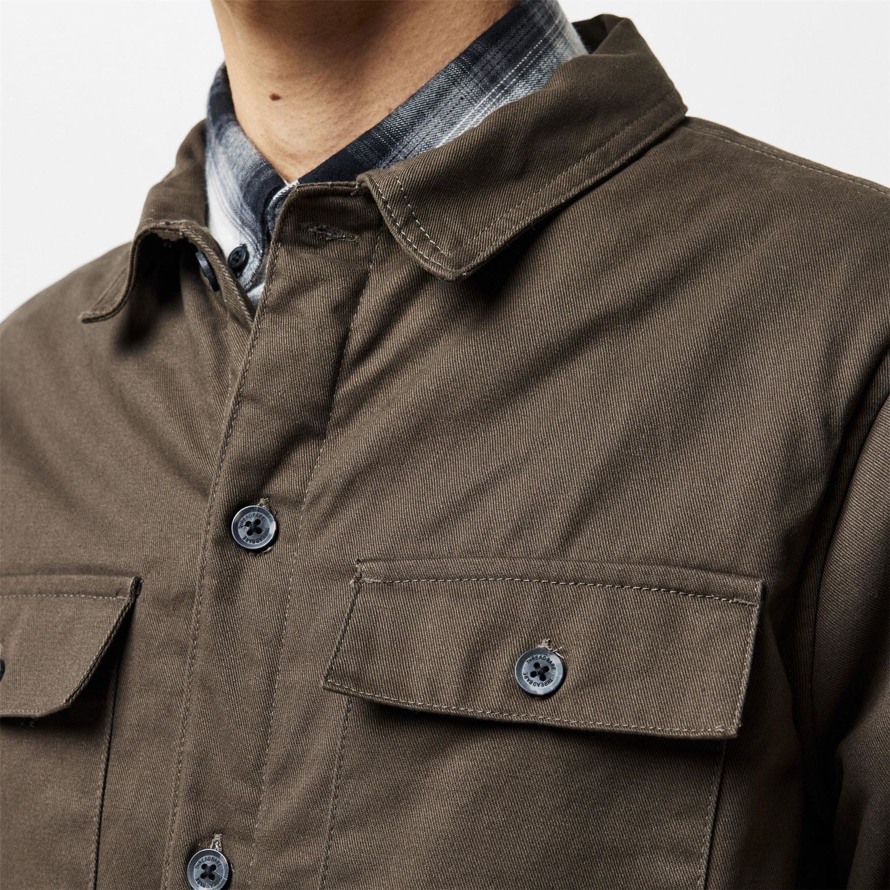 Threadbare Plaid Snap Button Shirt Jacket with Chest Pocket