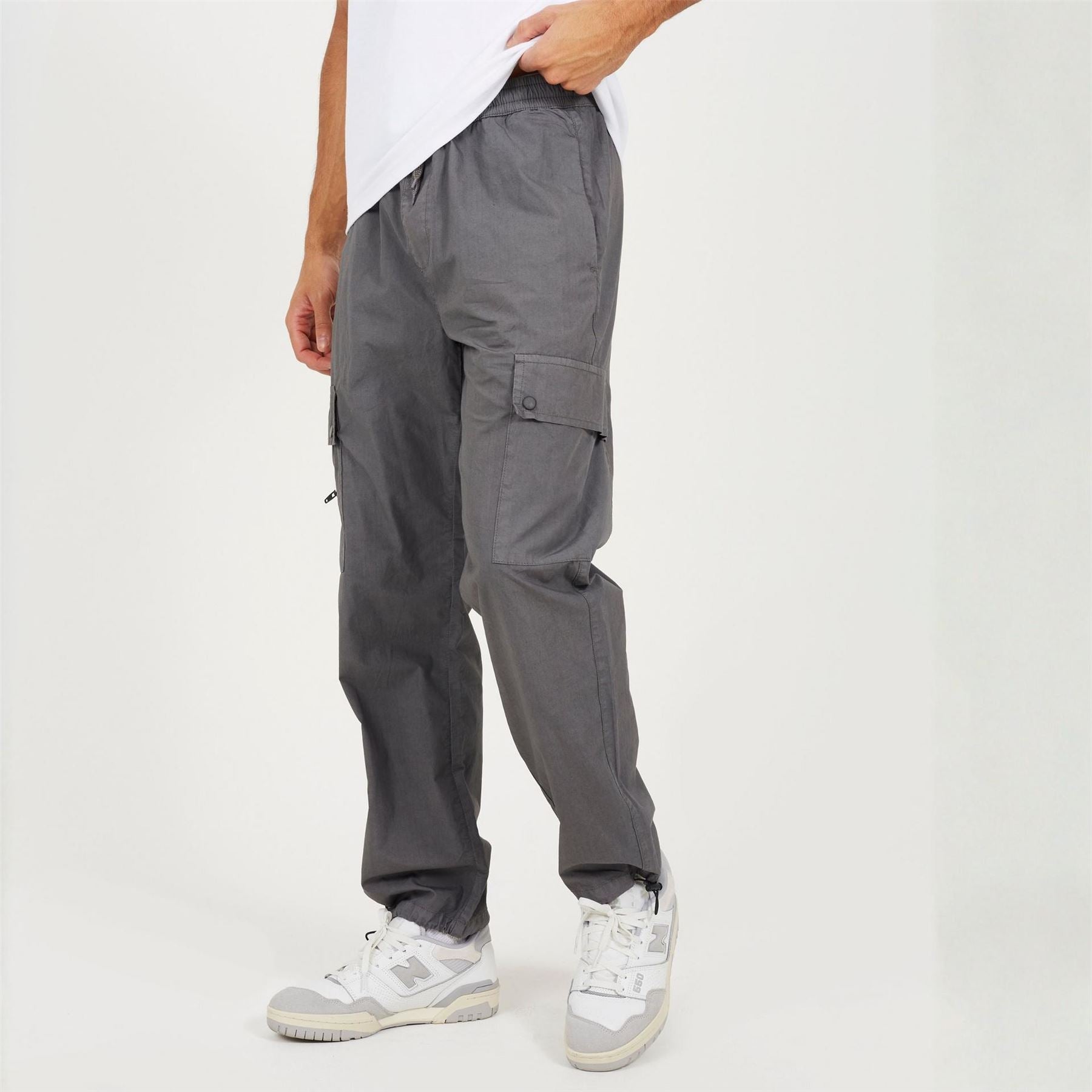 Brave Soul Loose Fit Cotton Poplin Cargo Trousers