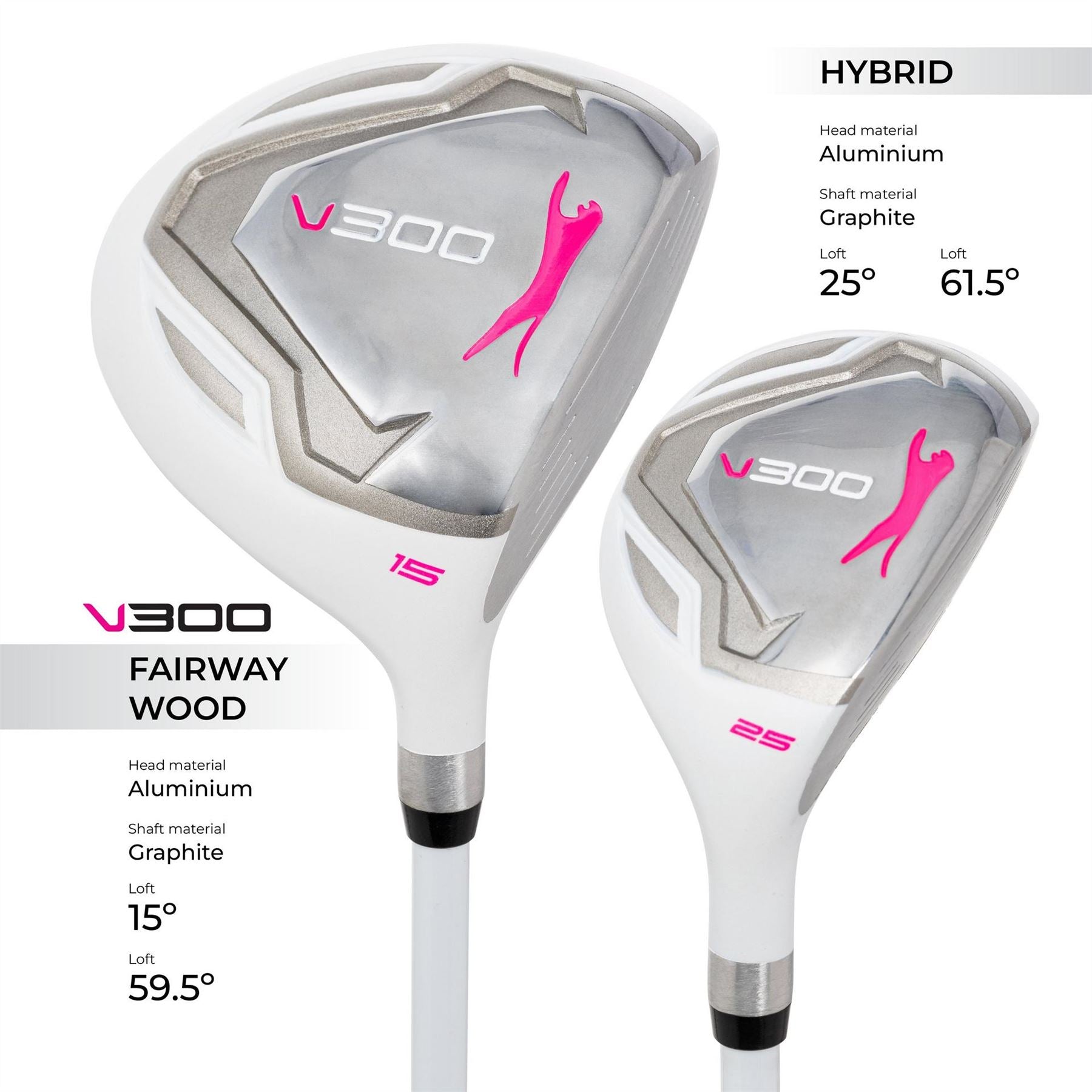 Slazenger Womens V300 Graphite Shaft Golf Club Set With Cart Bag