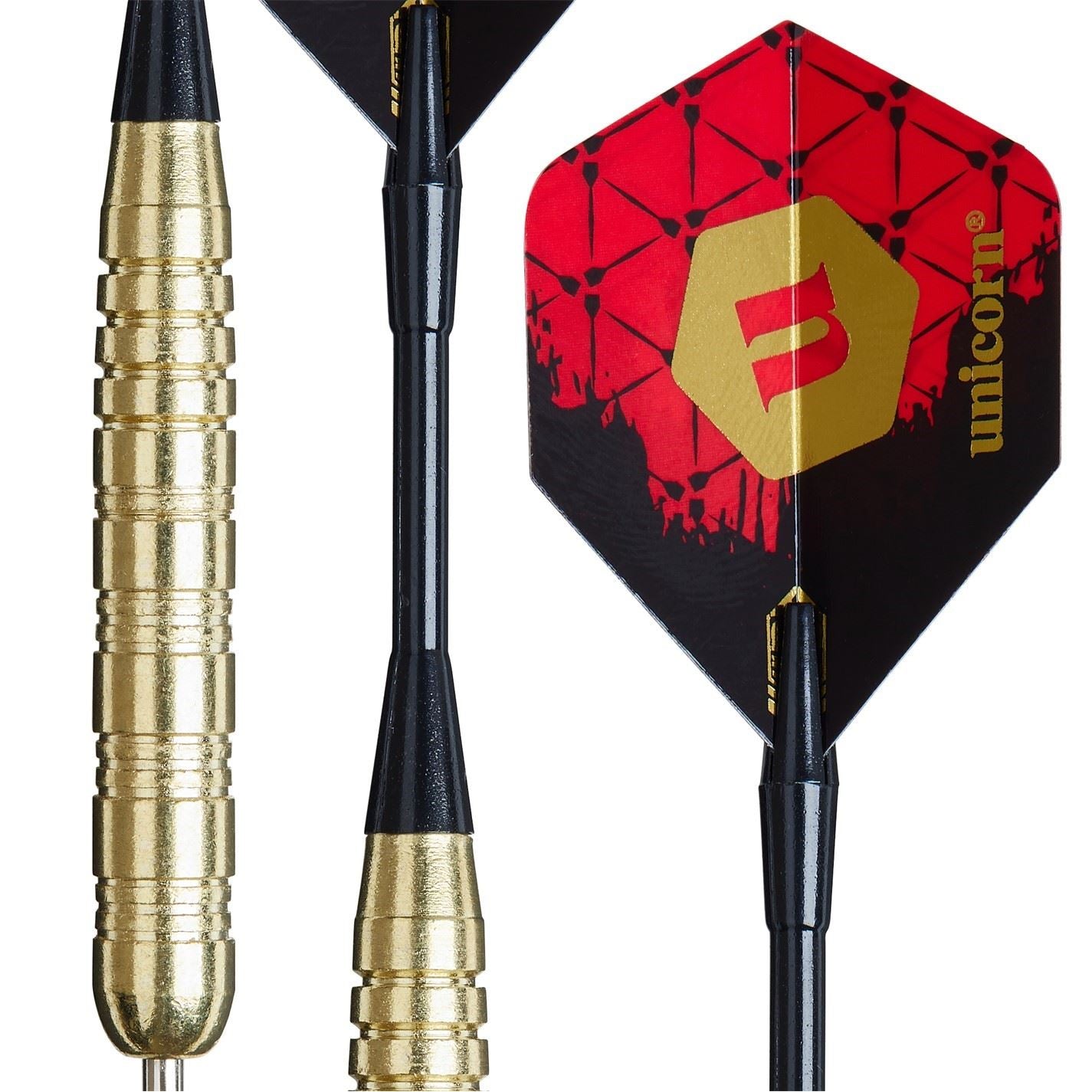 Unicorn Darts Steel Tip Darts Set | Level 1 | Brass Plated Steel Barrels | Knurled Grip