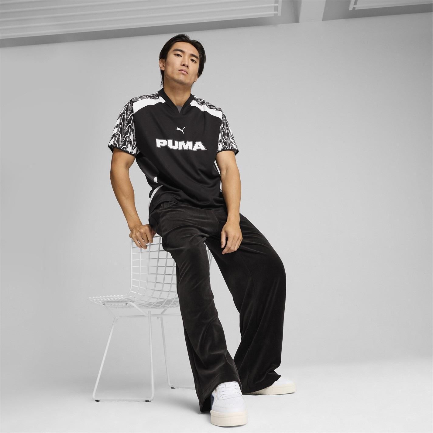 Puma V-Neck Logo Print Short Sleeve T-Shirt