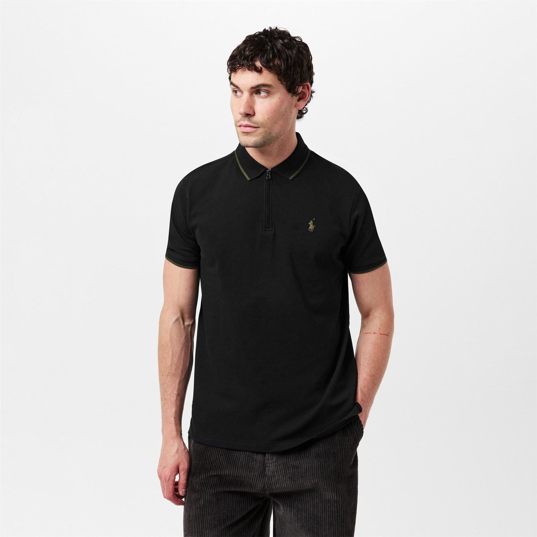 Polo Ralph Lauren Zip Neck Collared Short Sleeve Polo Shirt