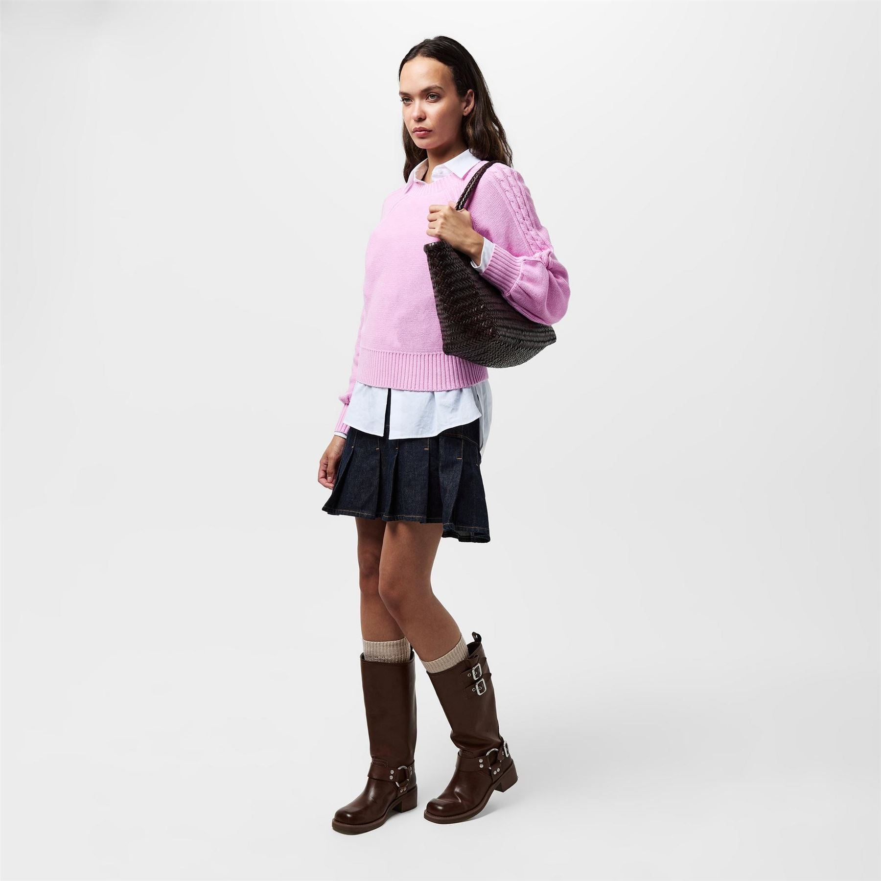 French Connection Relaxed Fit Cable Long Sleeve Sweater